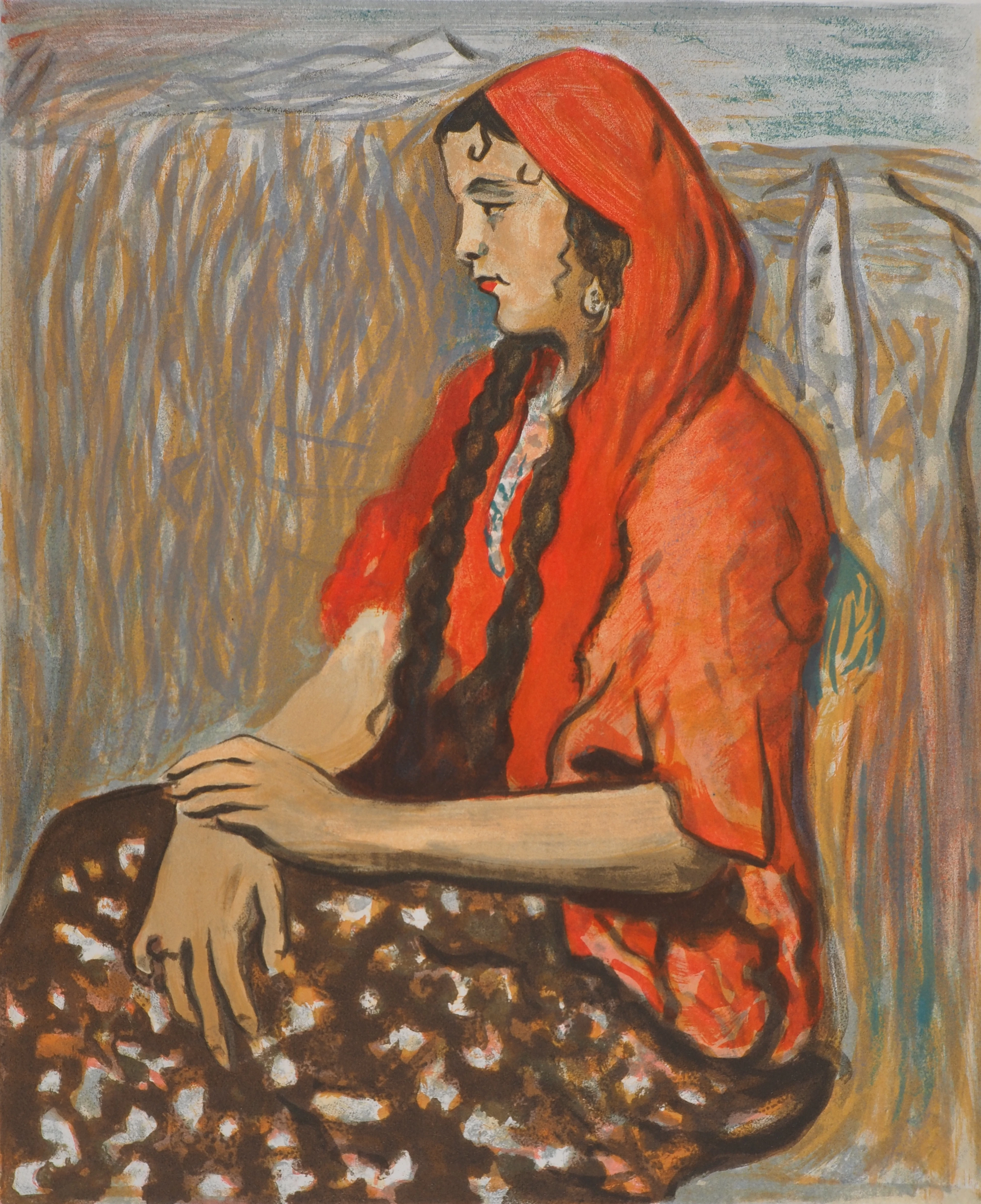 Lucien MAINSSIEUX : Gitane - Lithographie originale signée, 1949