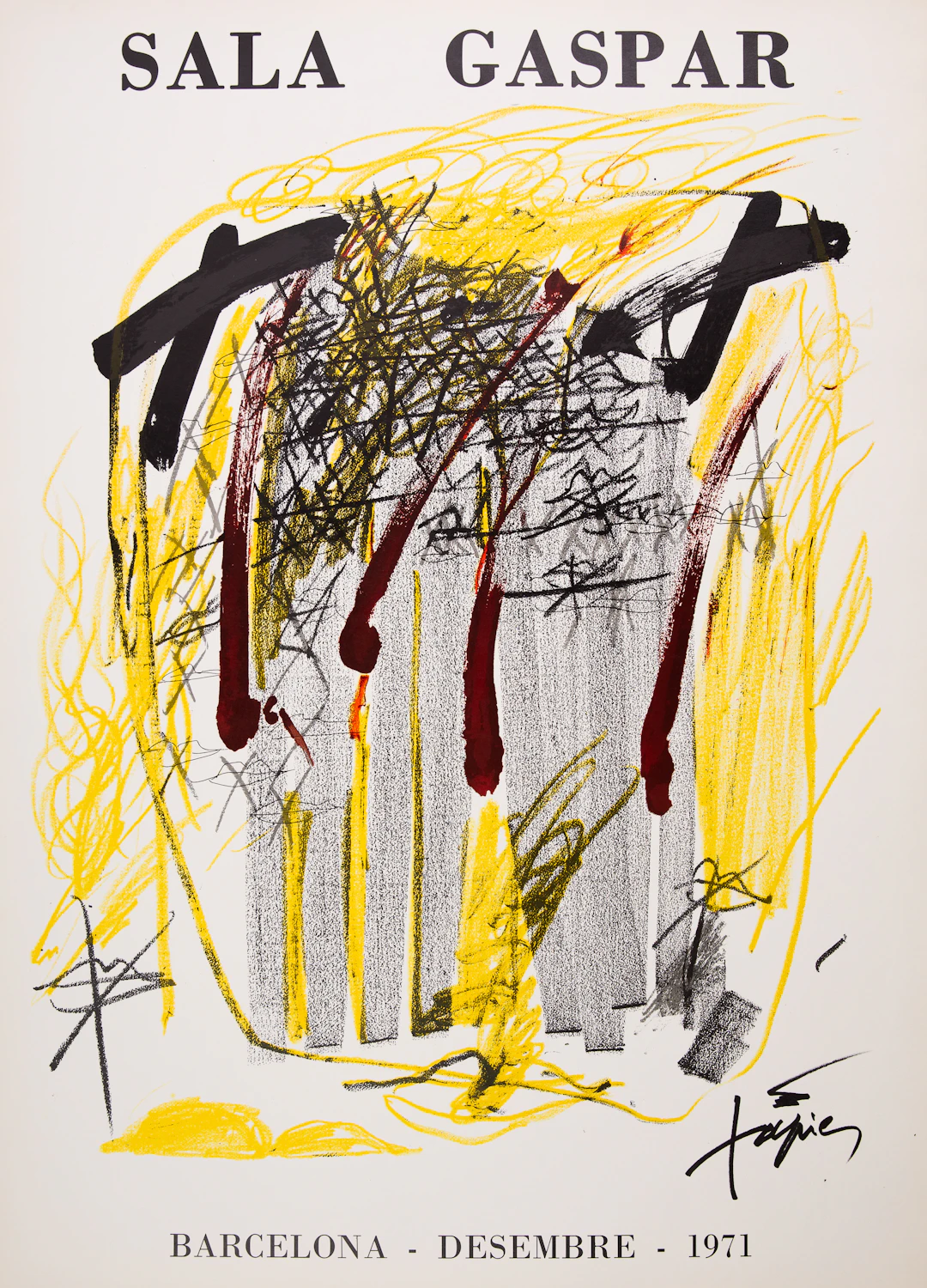 Antoni TAPIES : Composition Abstraite en jaune - Lithographie originale signée