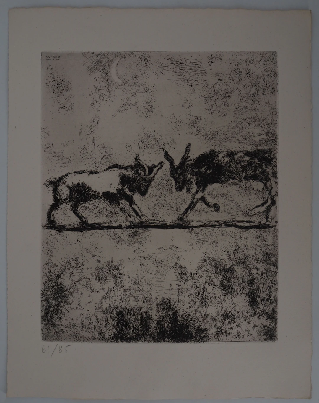 Marc CHAGALL : Les deux chèvres, Gravure originale signée