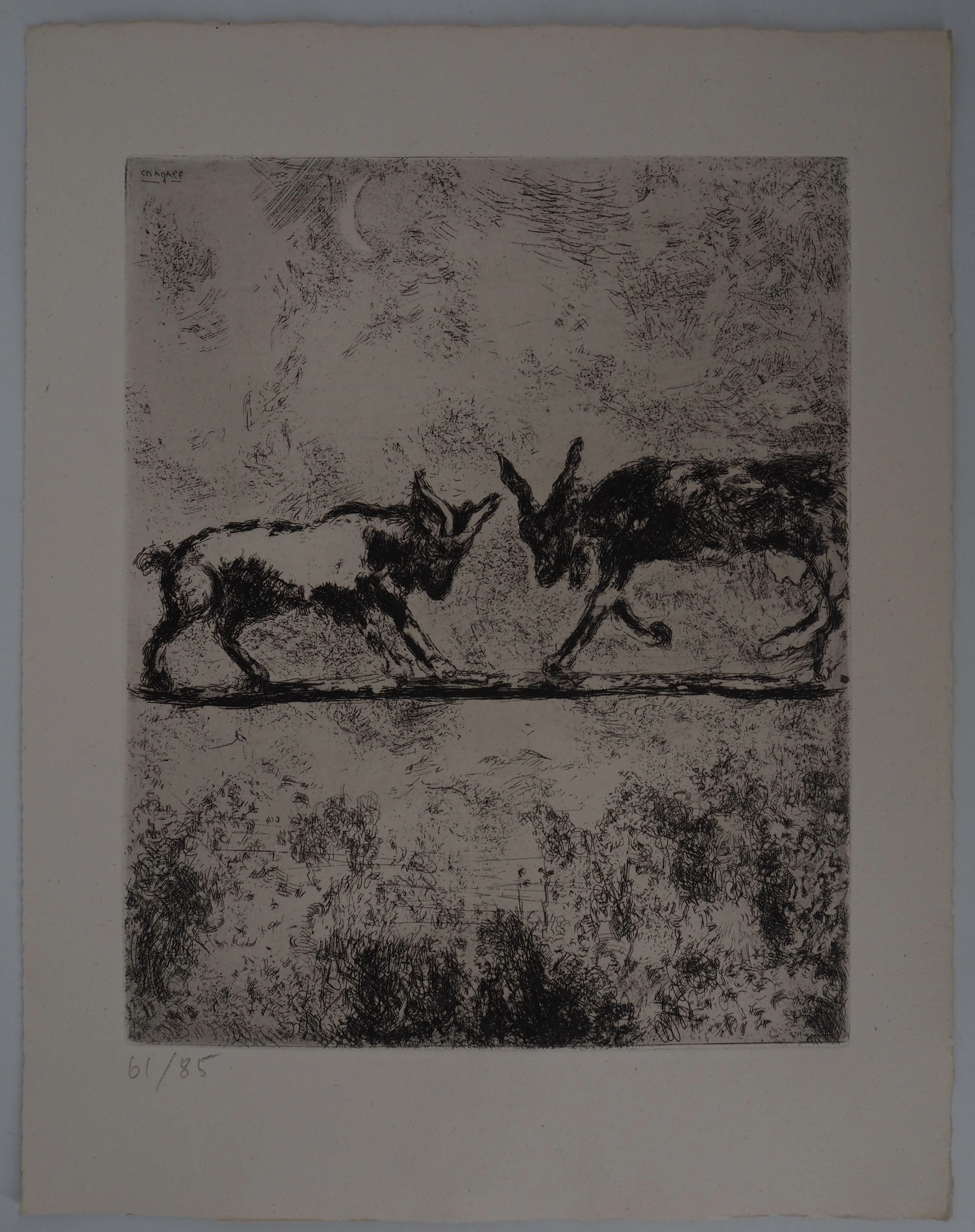 Marc CHAGALL : Les deux chèvres, Gravure originale signée