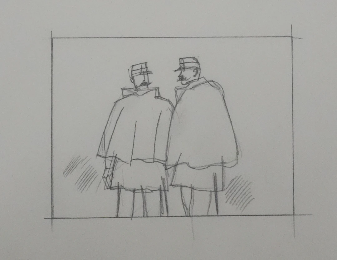 Jean-Emile LABOUREUR : Agents, Dessin original