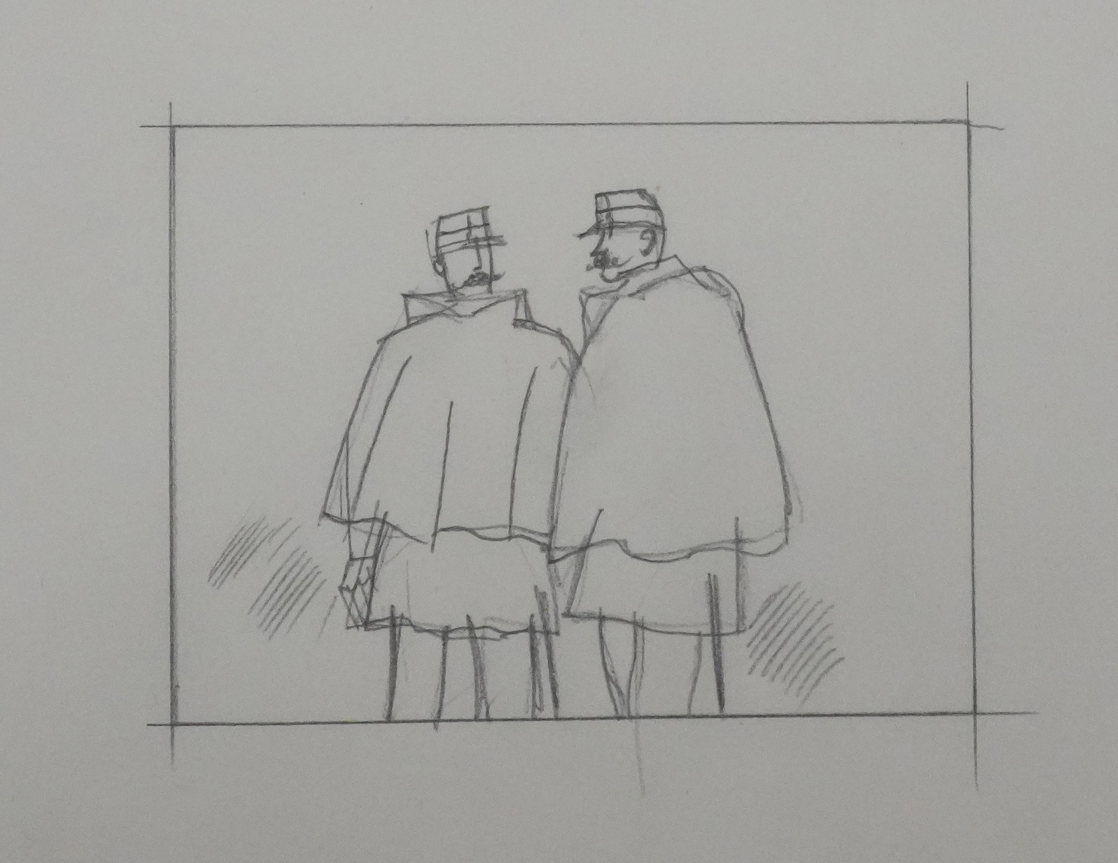 Jean-Emile LABOUREUR : Agents, Dessin original