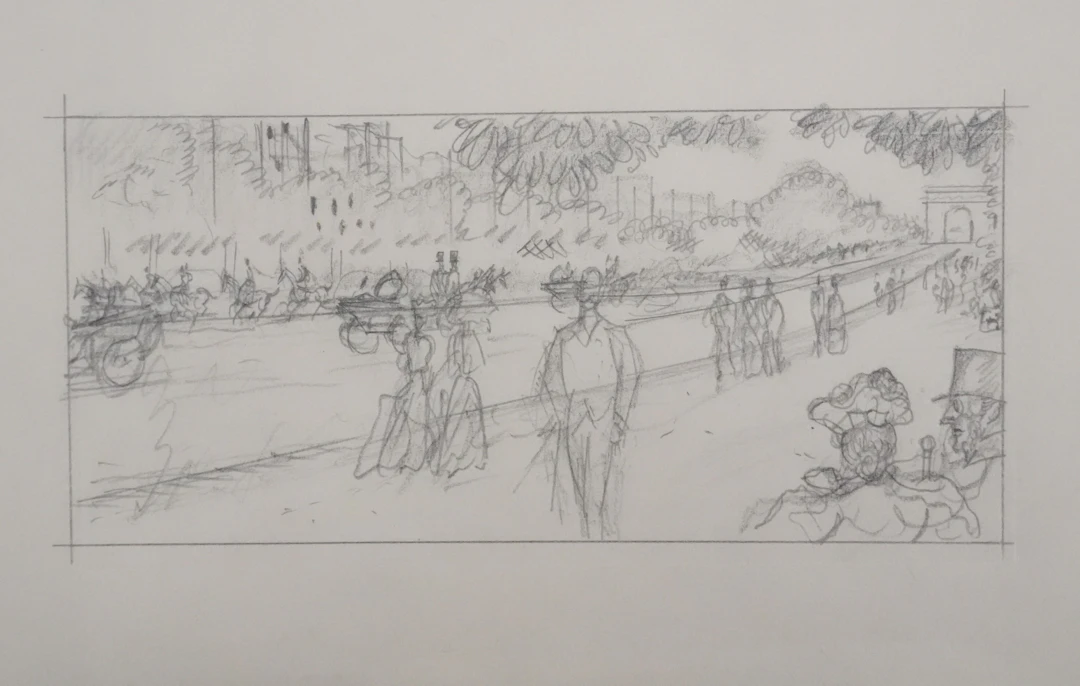 Jean-Emile LABOUREUR : Avenue du bois, Dessin original