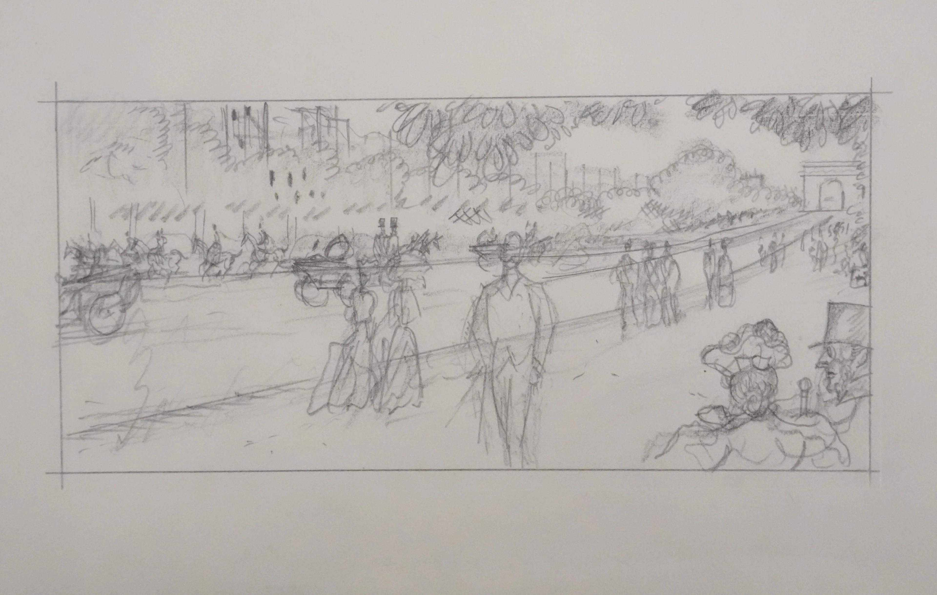 Jean-Emile LABOUREUR : Avenue du bois, Dessin original