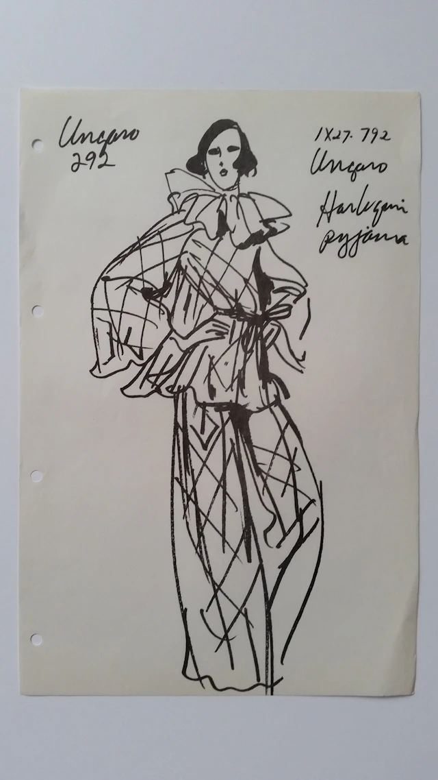 Emanuel Ungaro -Ensemble pyjama Arlequin, Croquis