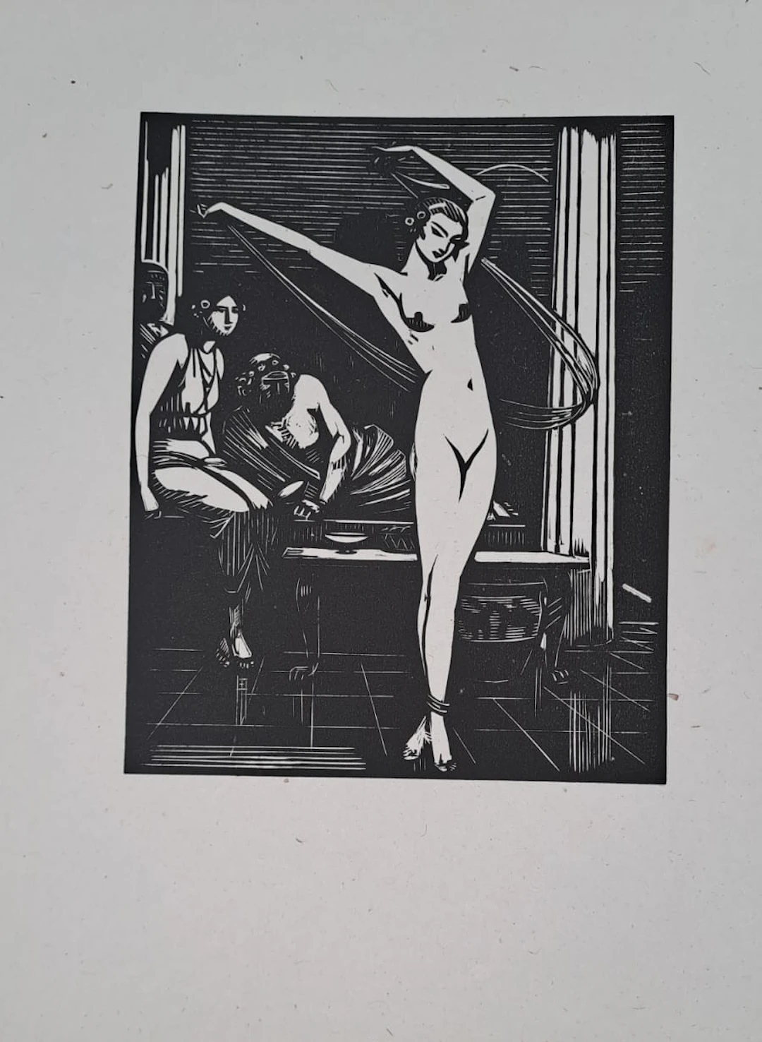Charles-Emile Egli dit Carlègle - La danseuse aux voiles - Bois gravé