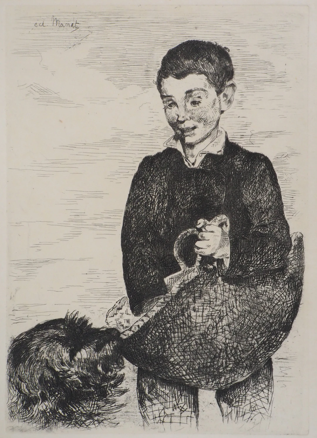 Edouard MANET : Le Gamin au chien, 1860 - Gravure originale signée