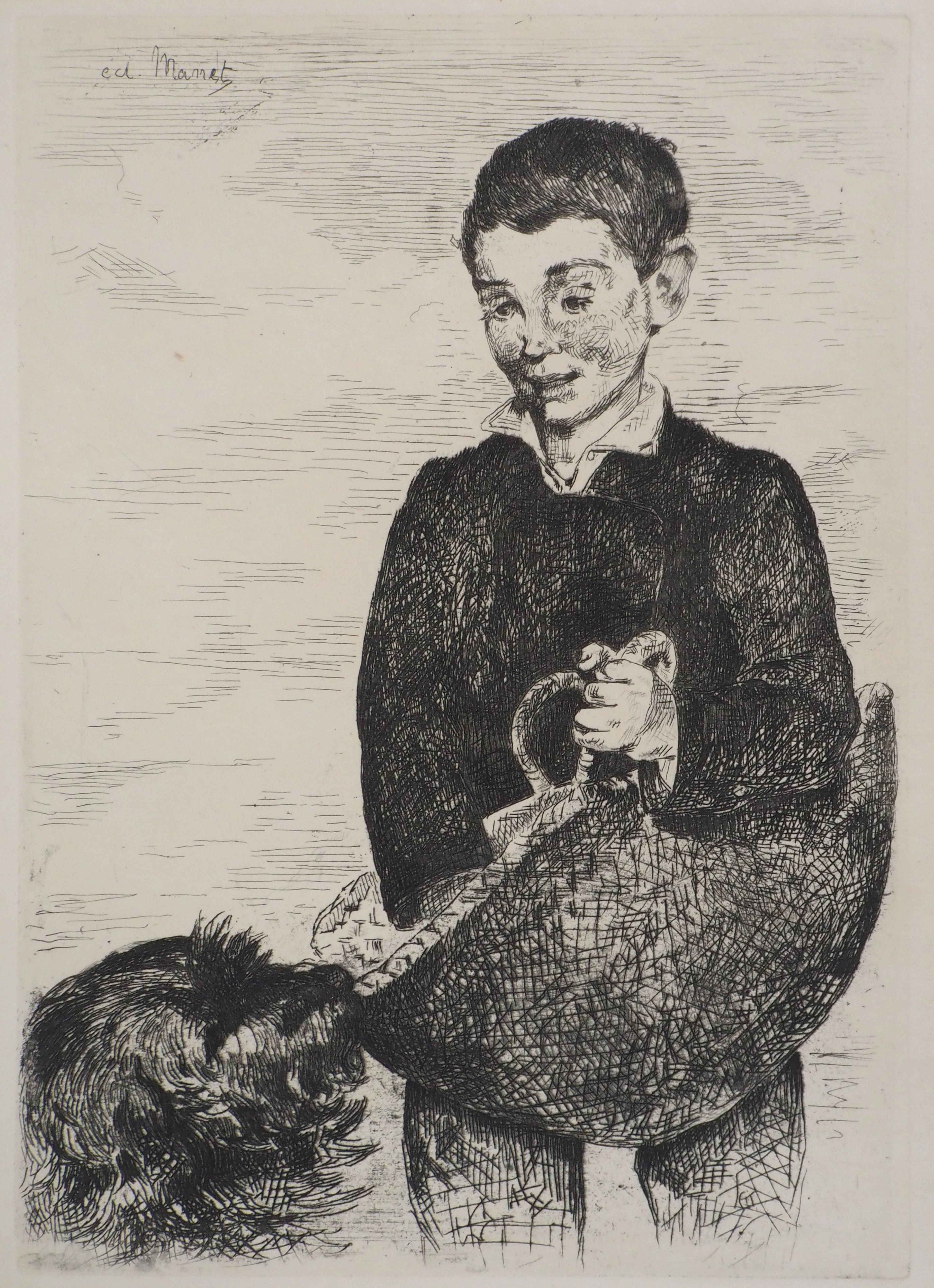 Edouard MANET : Le Gamin au chien, 1860 - Gravure originale signée