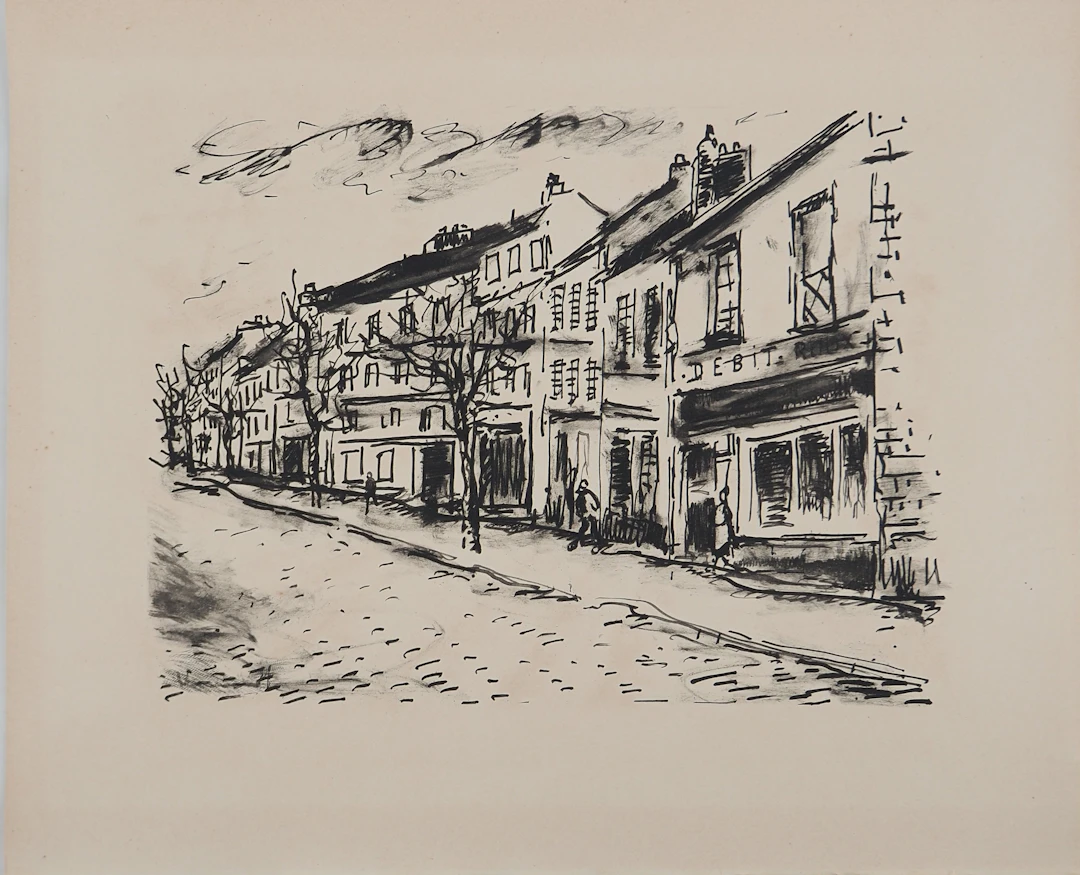 Maurice DE VLAMINCK : Rive gauche, Sur le Faubourg, Gravure originale, signée