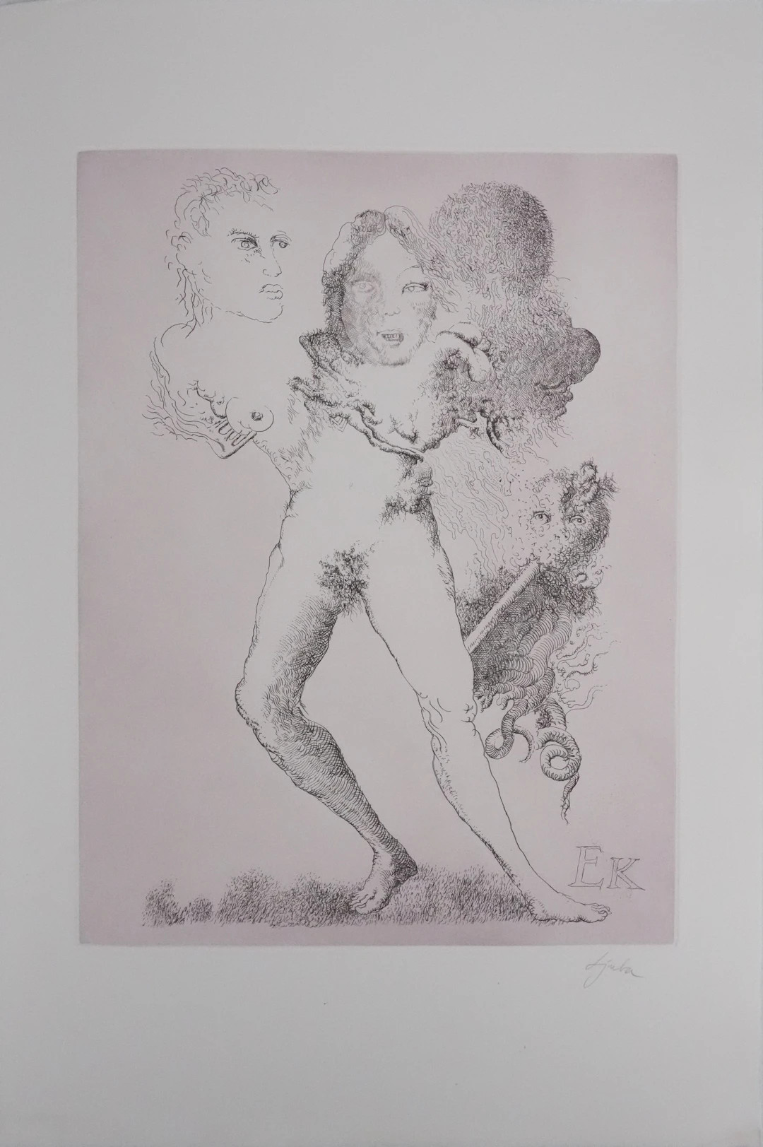 Popovic LJUBA : Chez elle, Gravure originale signée