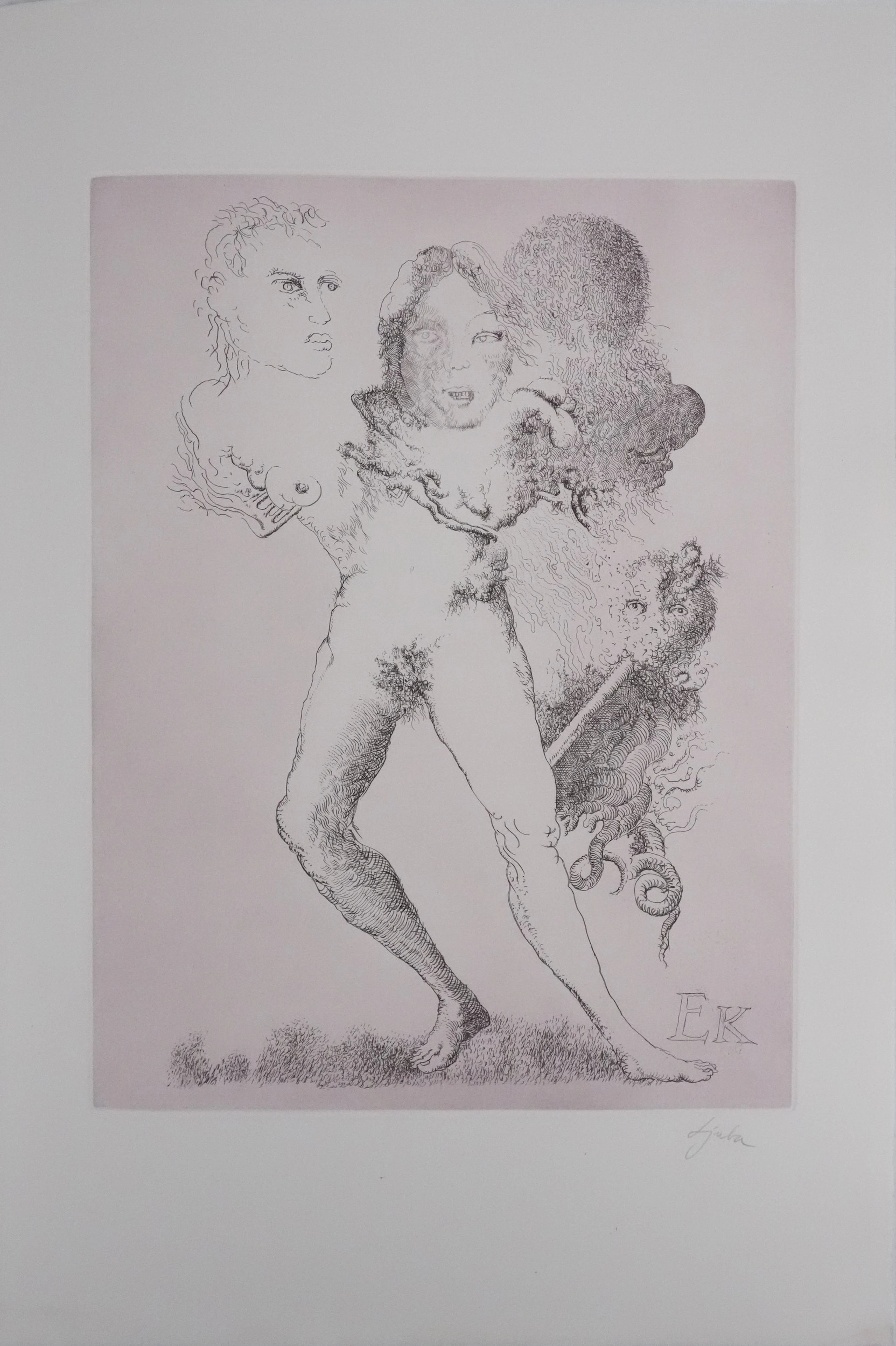 Popovic LJUBA : Chez elle, Gravure originale signée
