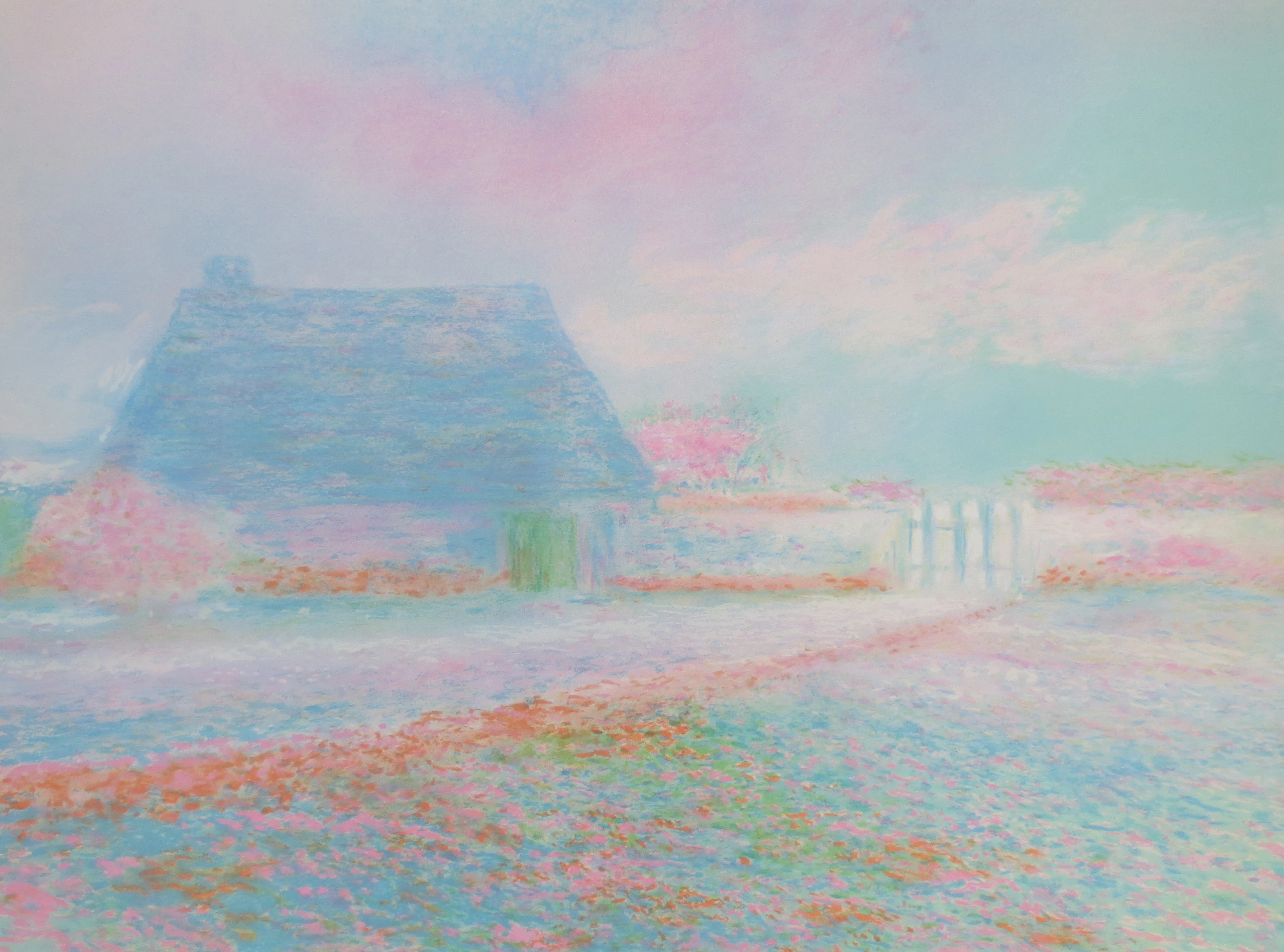 Claude MANOUKIAN - La ferme bleue - Lithographie signée et dédicacée
