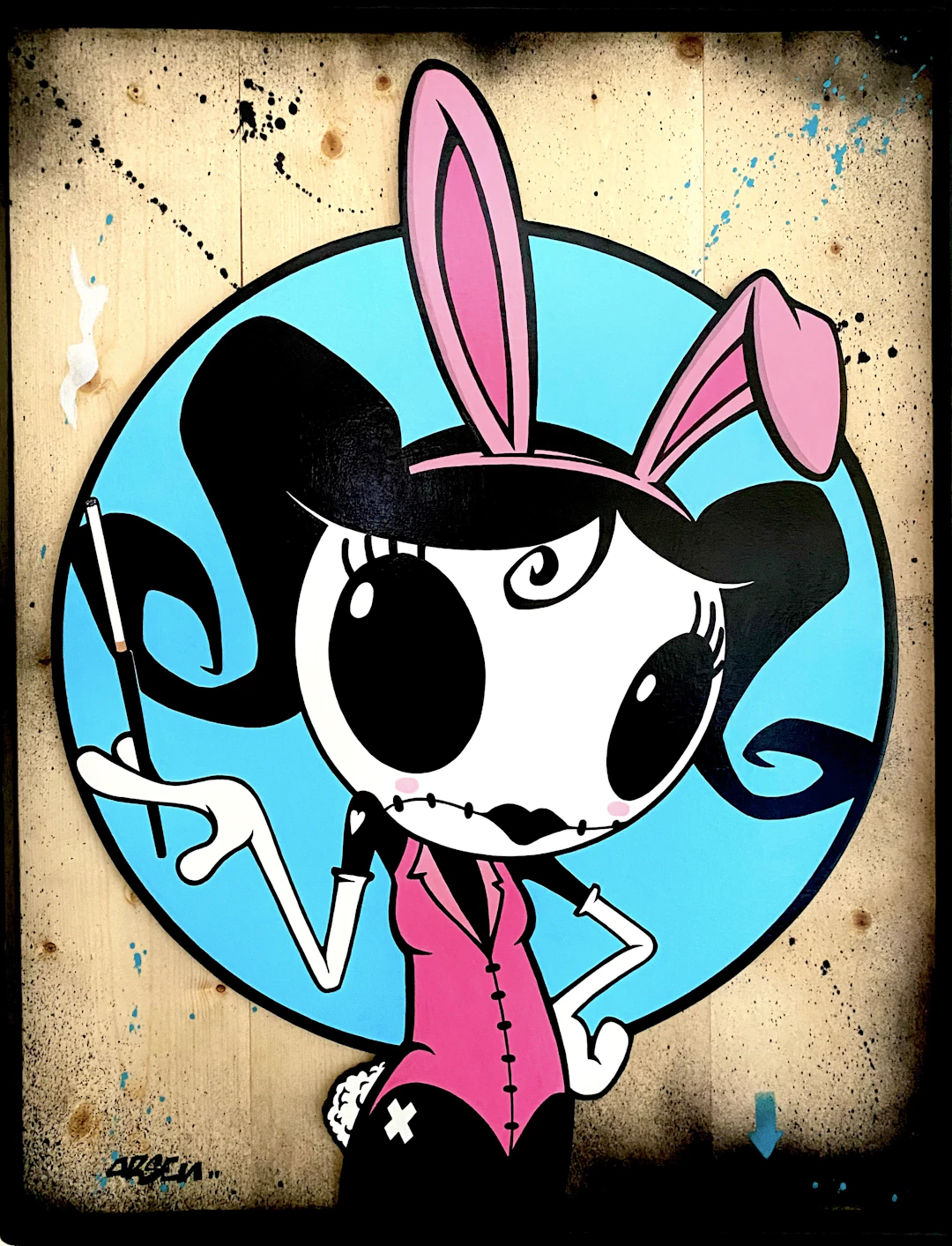 Arsen - Miss Bunny - Technique mixte sur bois