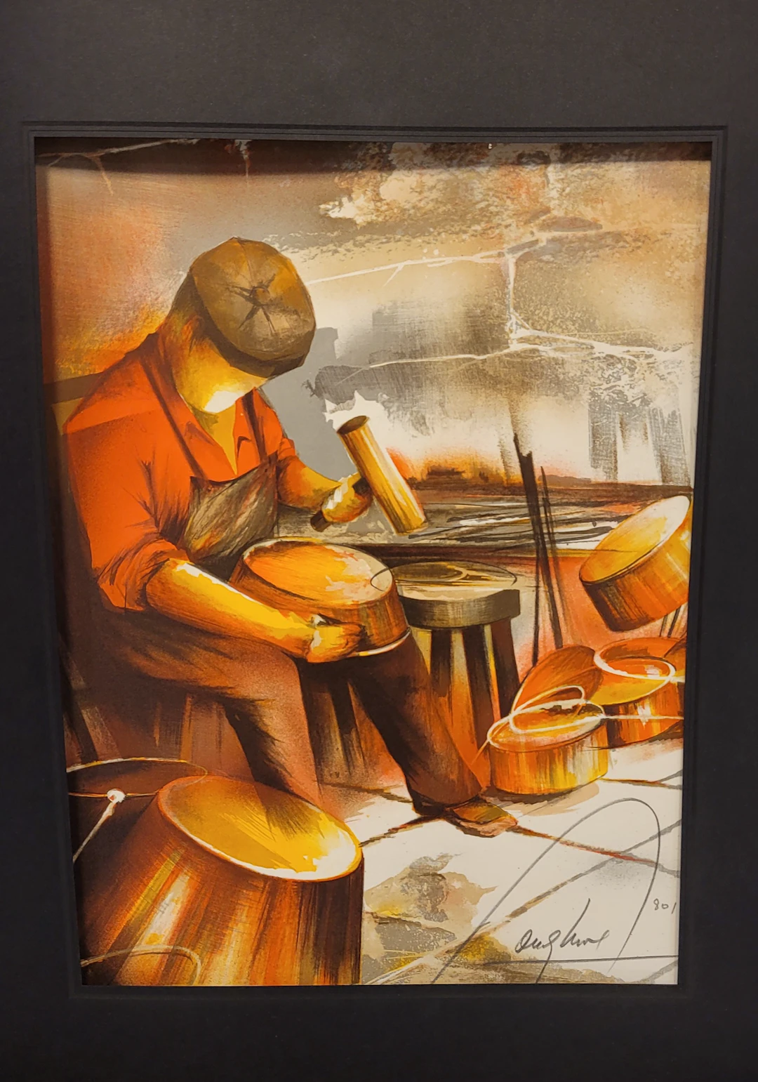 Raymond POULET - Les Vieux Métiers - Le Chaudronnier, 1975 - Lithographie