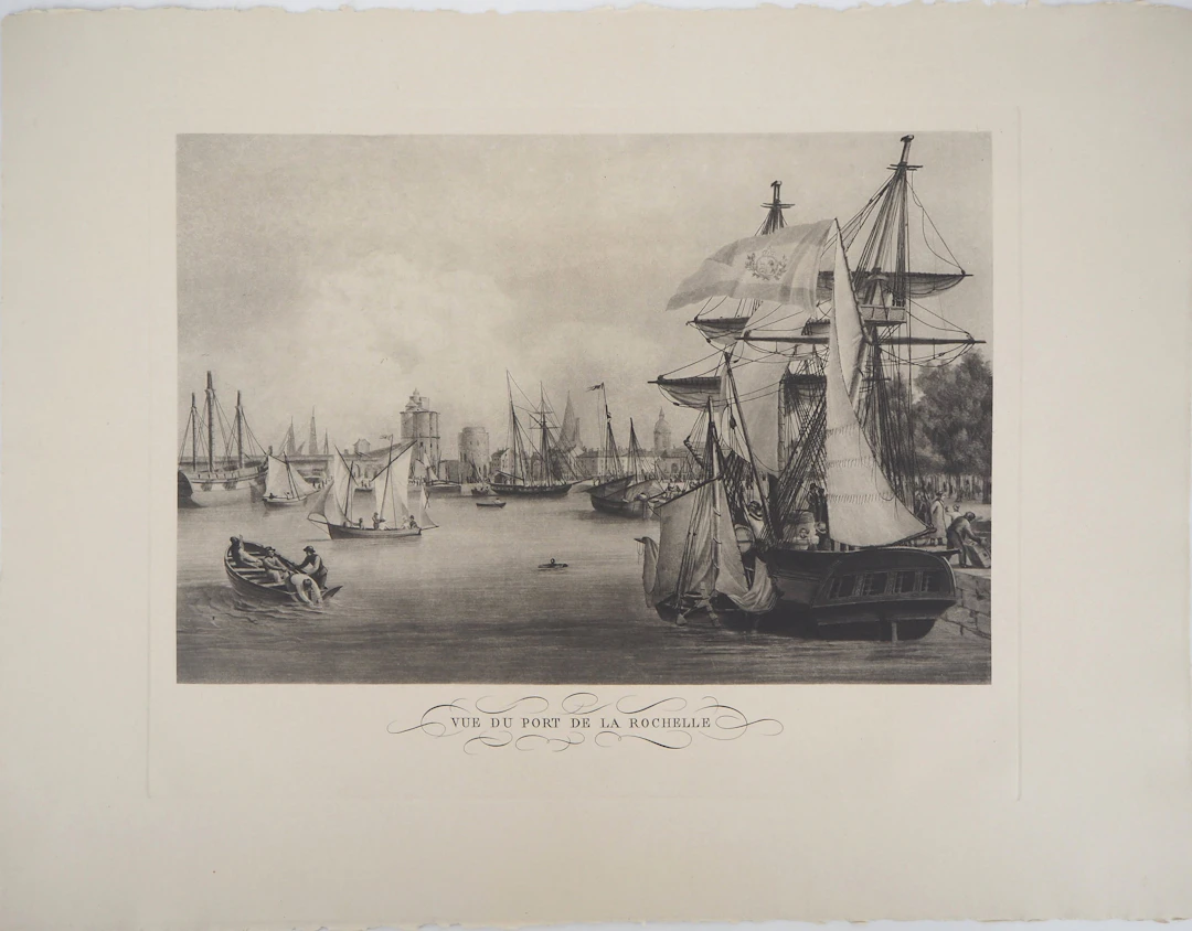 Anonyme : Vue du port de la Rochelle - Héliogravure originale
