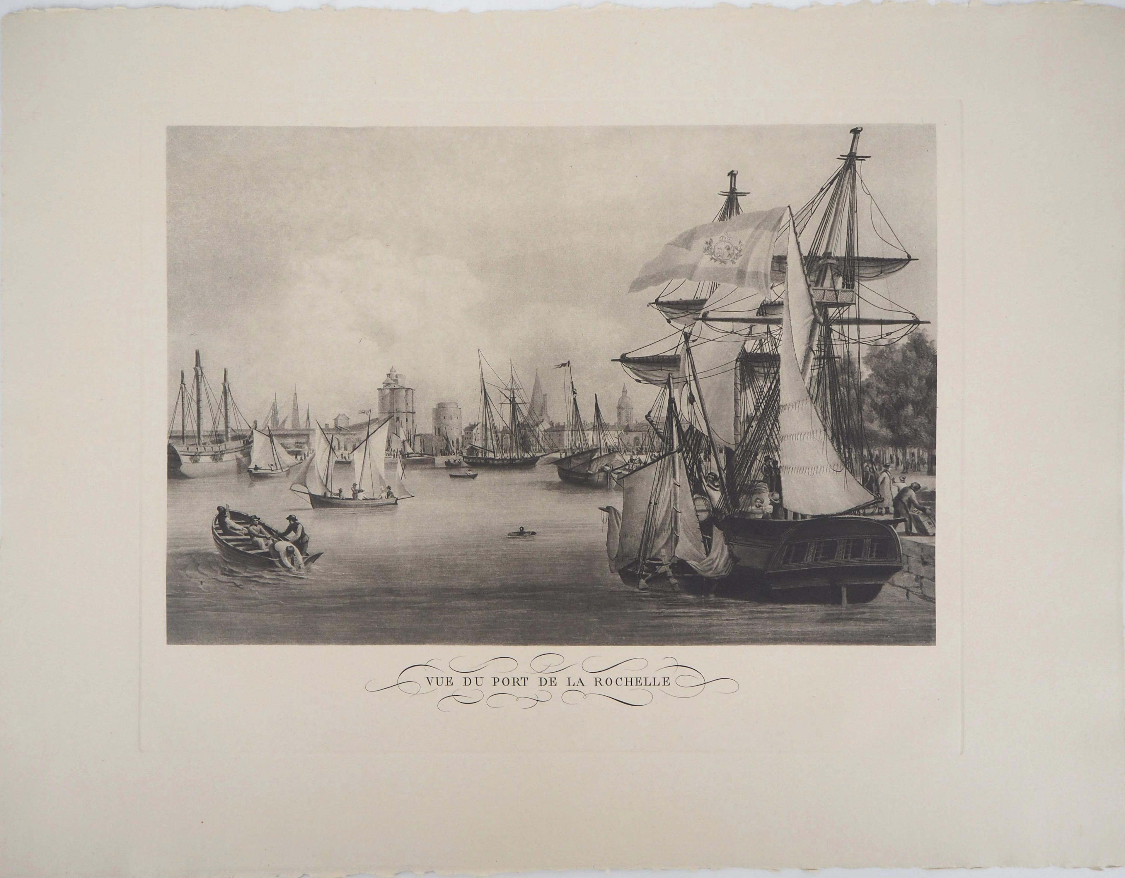Anonyme : Vue du port de la Rochelle - Héliogravure originale