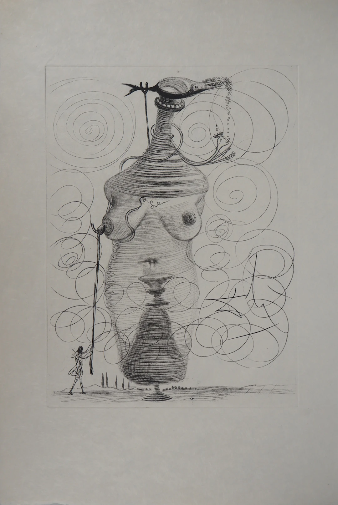 Salvador DALI - Femme surréaliste et Casanova à la béquille - Gravure