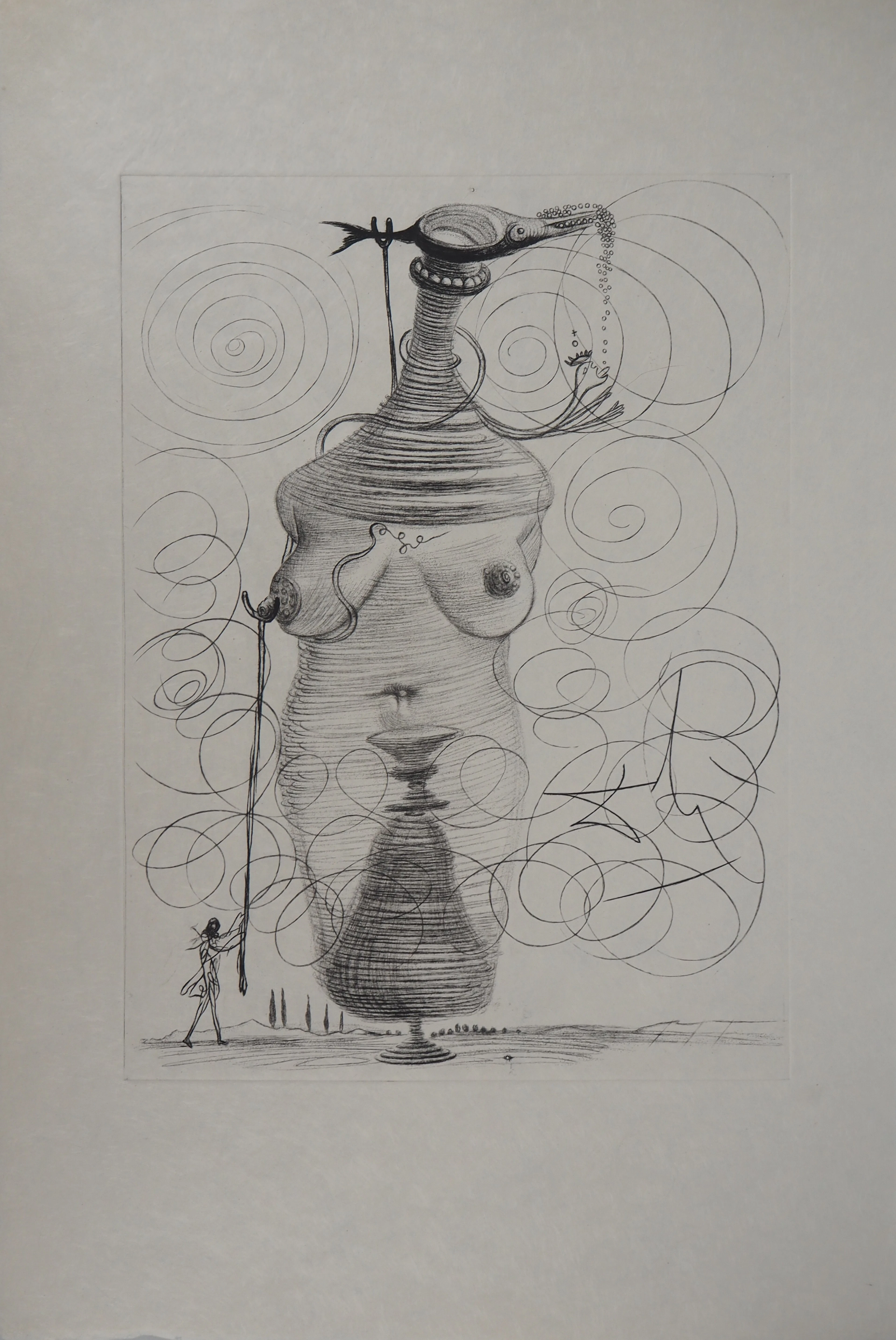 Salvador DALI - Femme surréaliste et Casanova à la béquille - Gravure