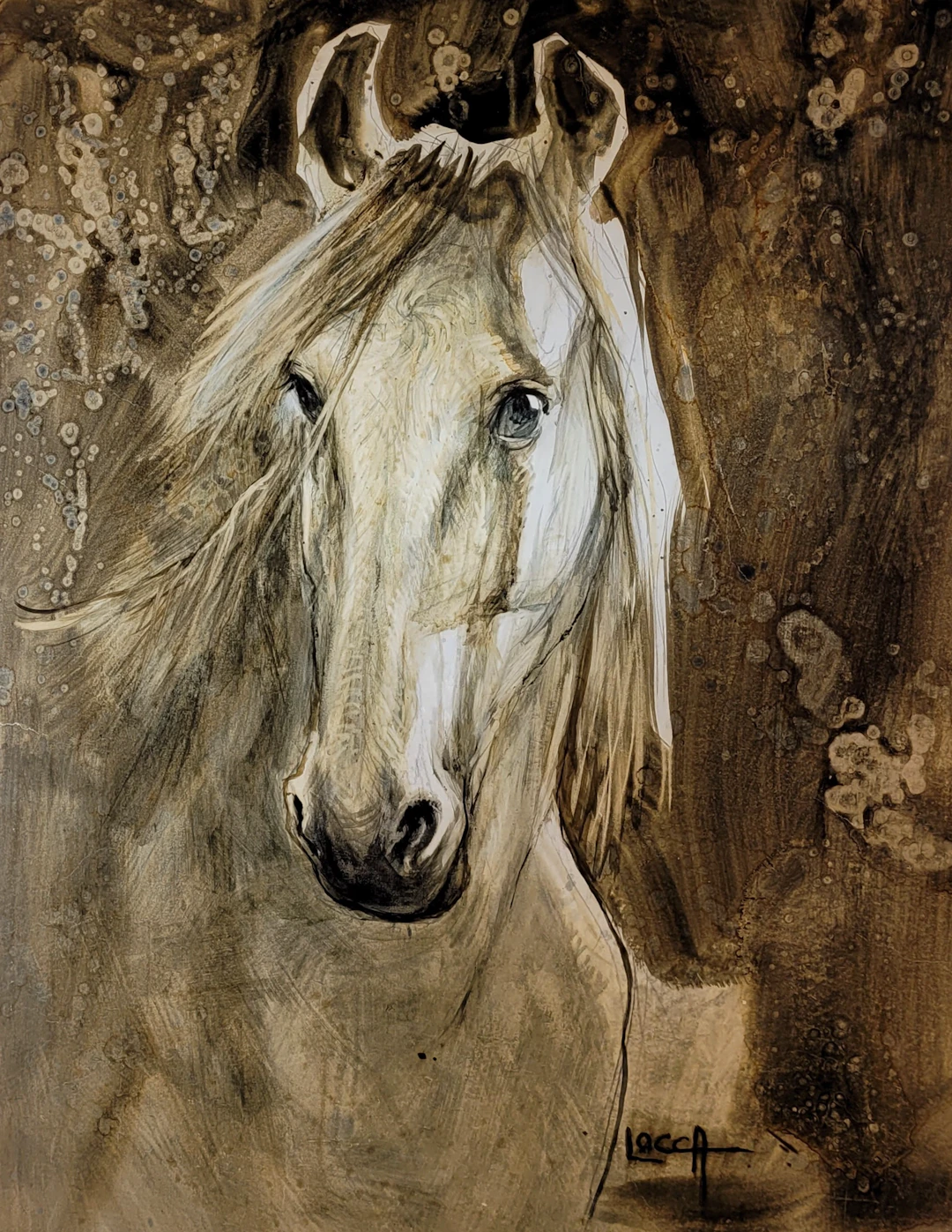 Bernard LOCCA - Cheval - Acrylique sur carton