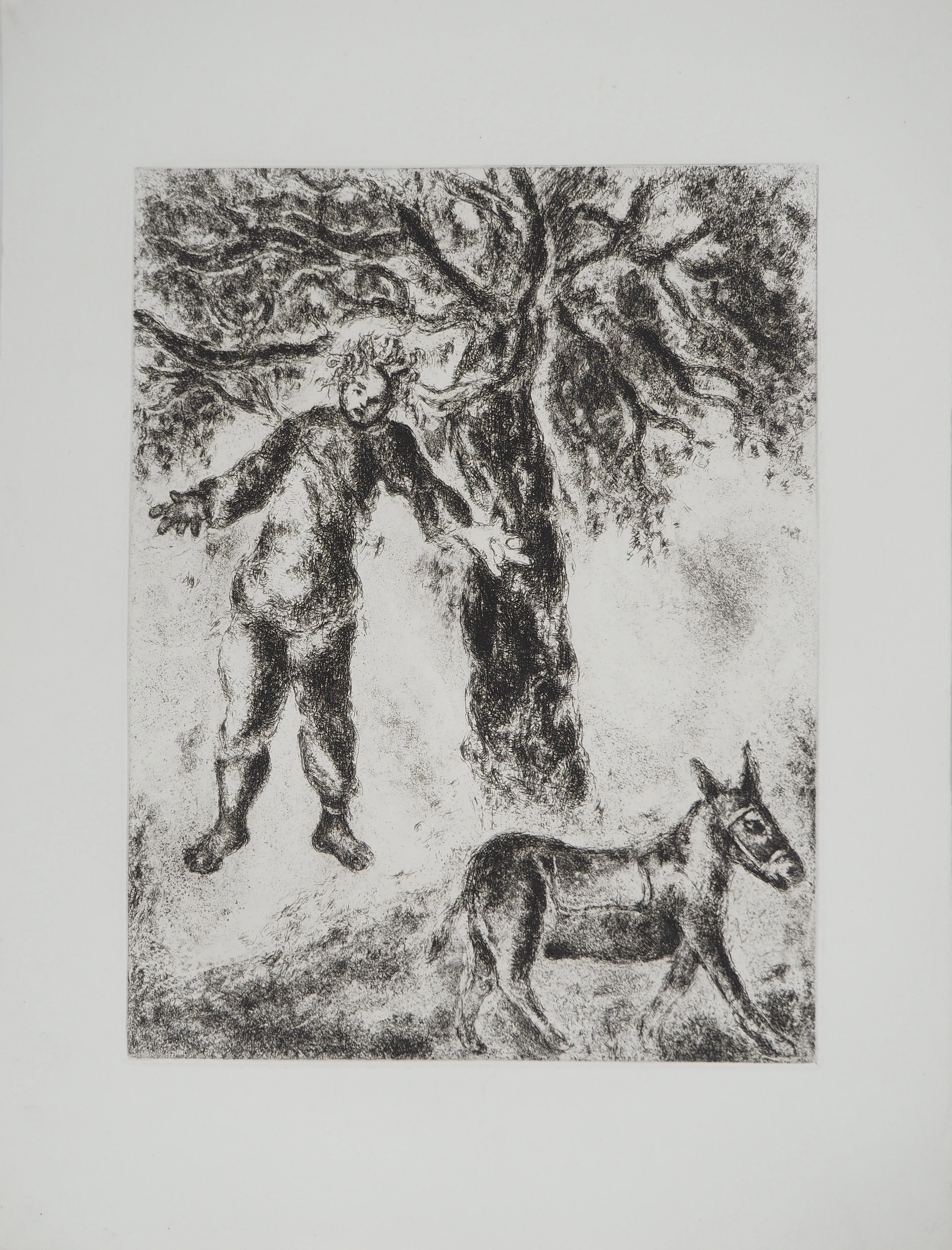 Marc CHAGALL : Fin d'Absalon, Gravure originale signée