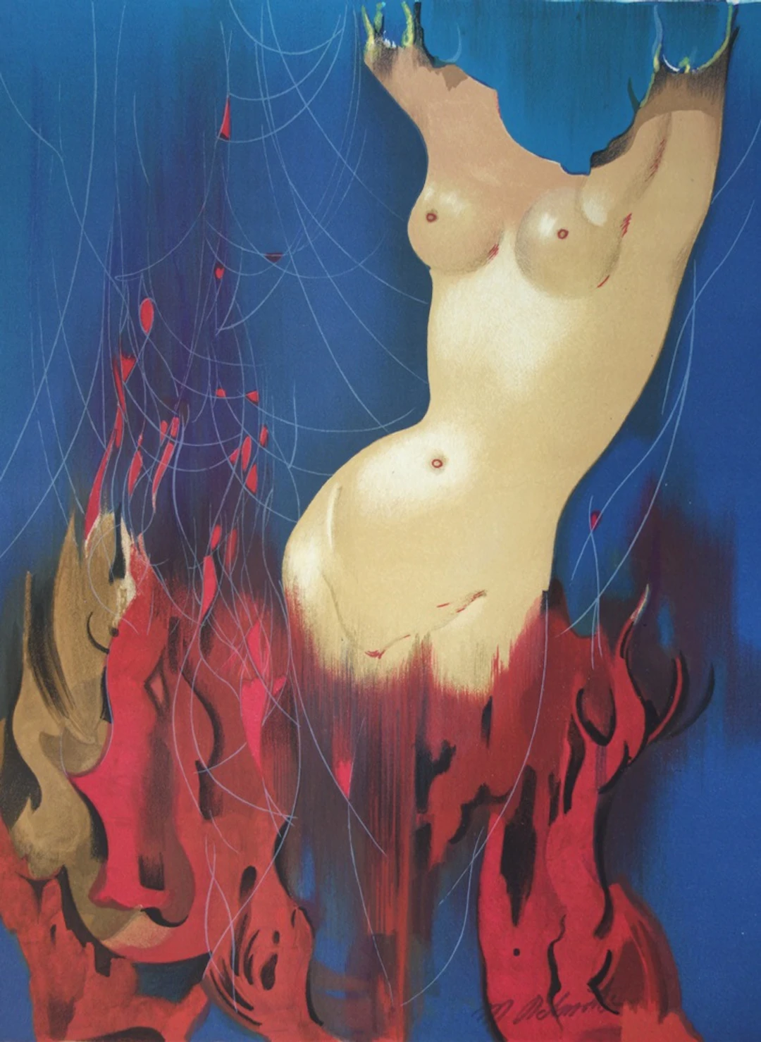 Marcel DELMOTTE : Femme ardente - Lithographie originale Signée