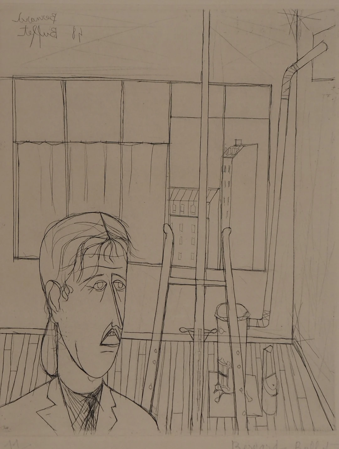 Bernard BUFFET : Autoportrait dans l’atelier, 1948 - Gravure originale signée