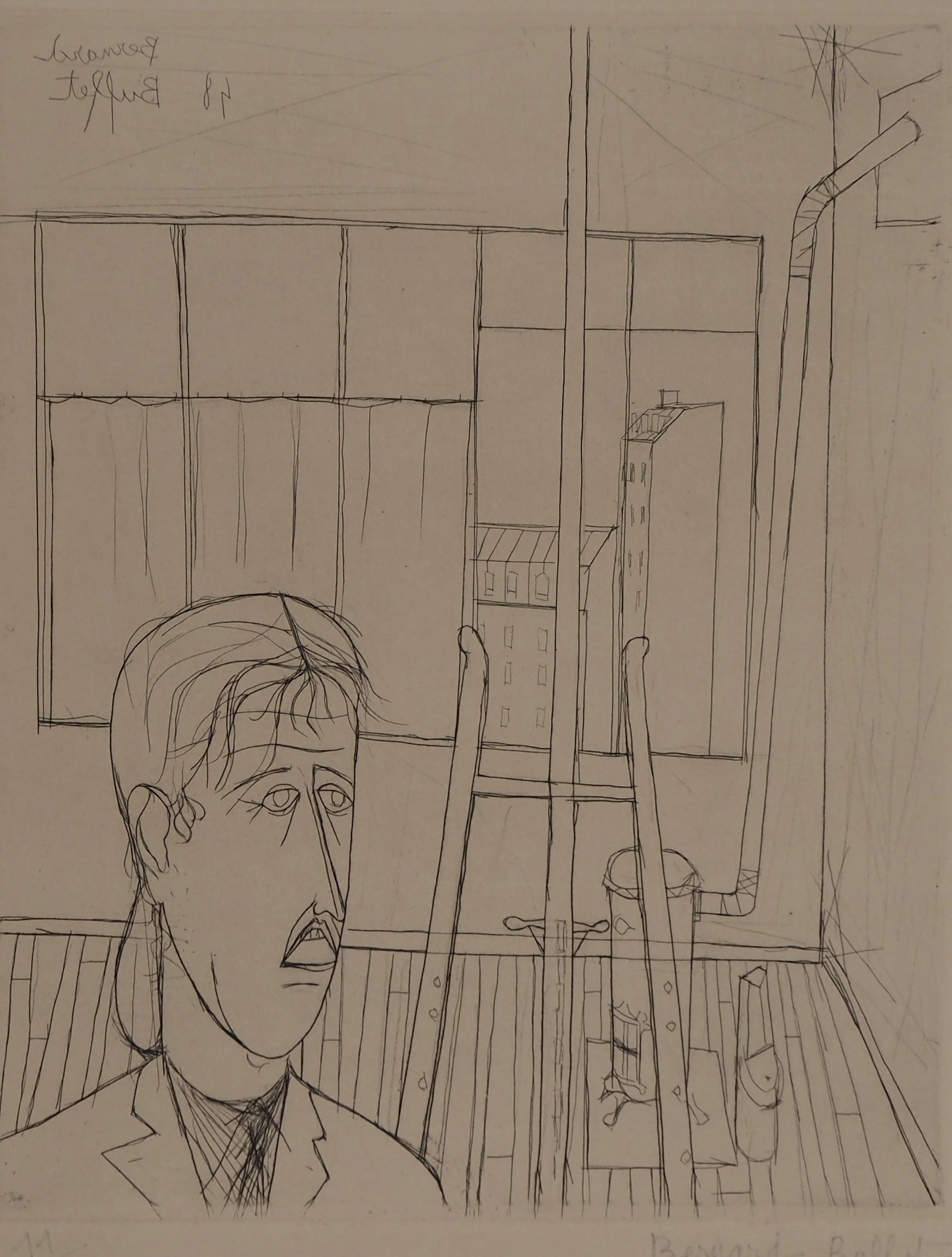 Bernard BUFFET : Autoportrait dans l’atelier, 1948 - Gravure originale signée