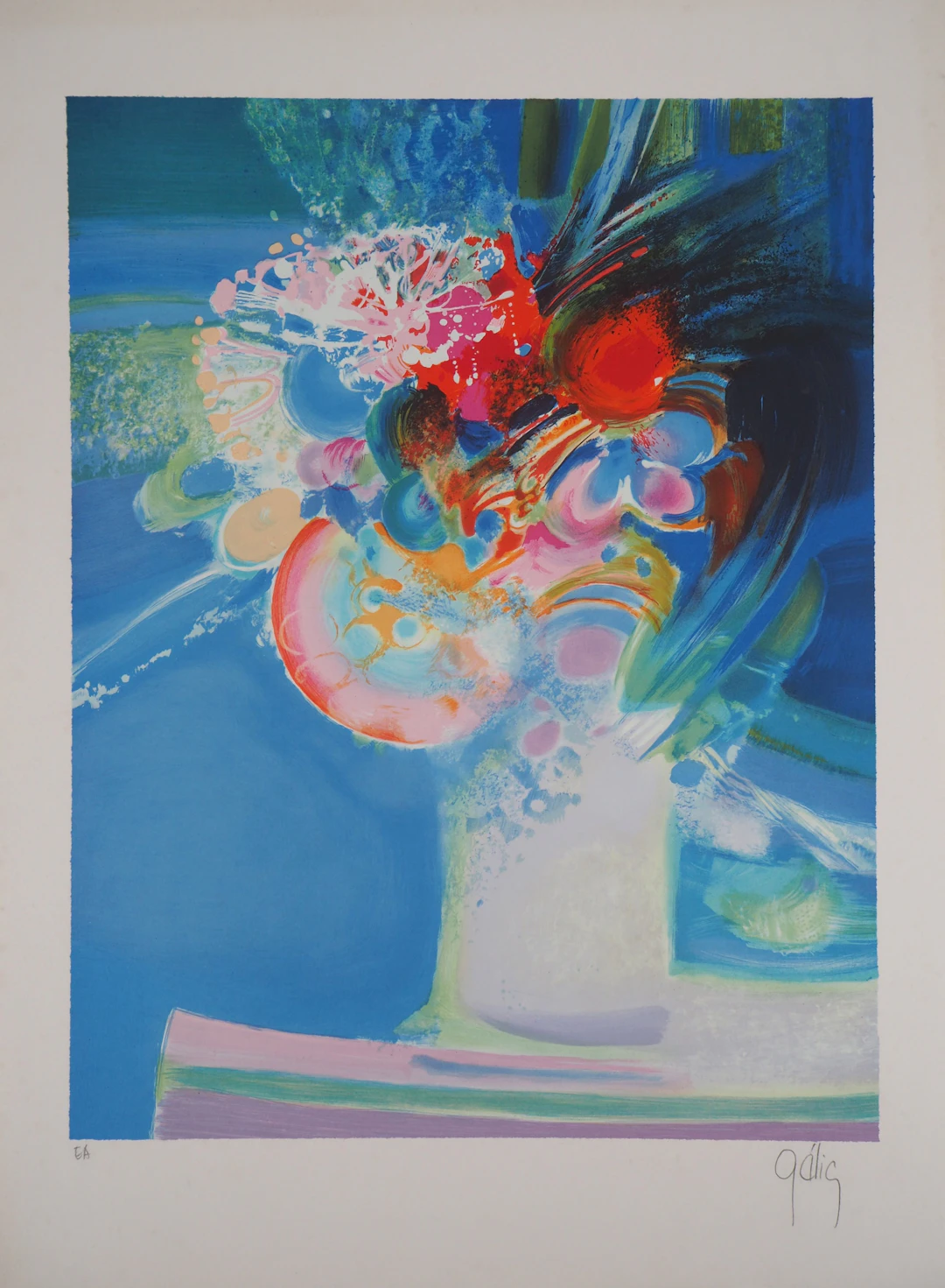 Daniel GELIS : Le bouquet exotique - Lithographie Originale Signée