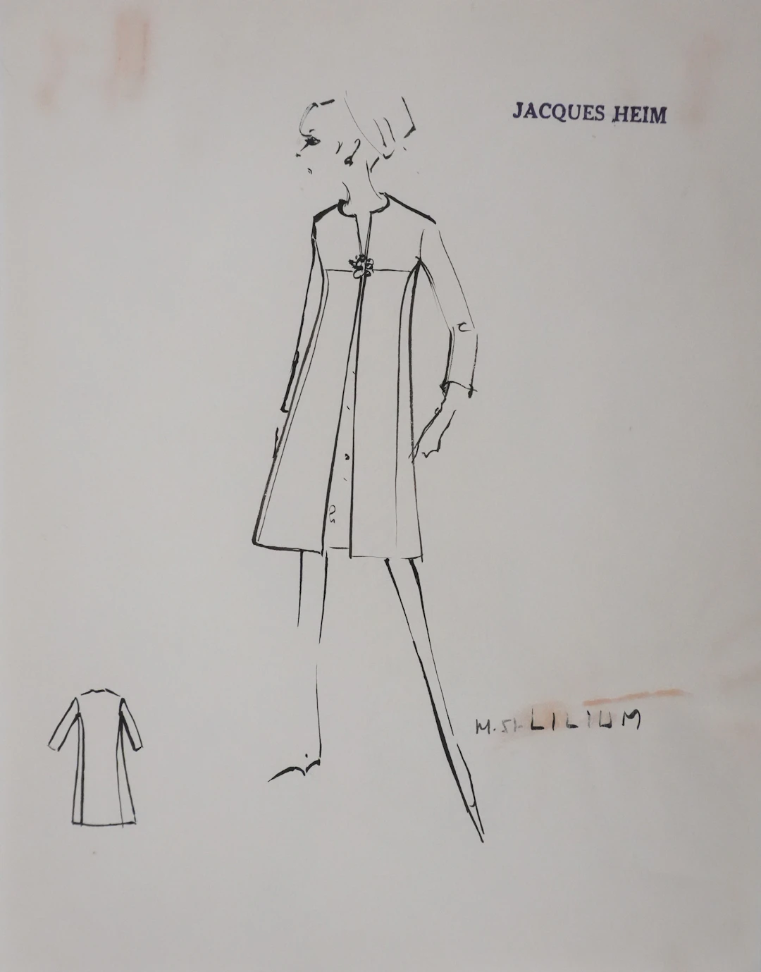 Jacques HEIM : Manteau Lilium, Dessin original signé