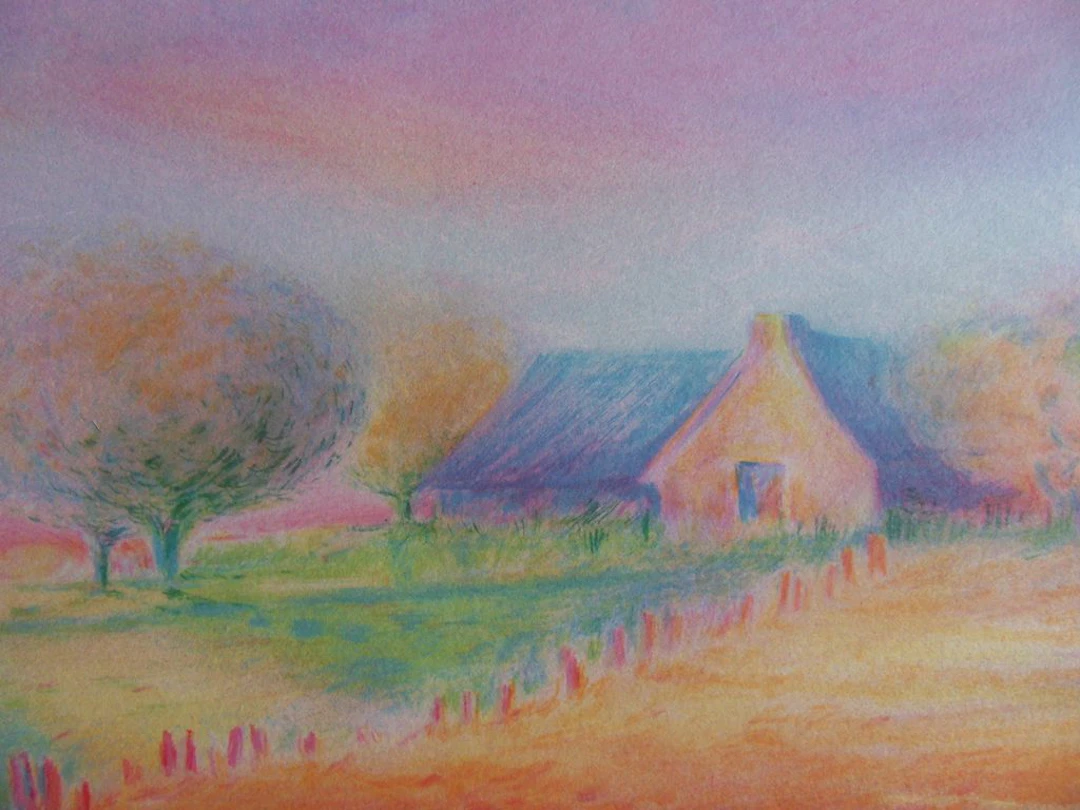 Jean FERNAND - Paysage campagnard - Lithographie Originale signée