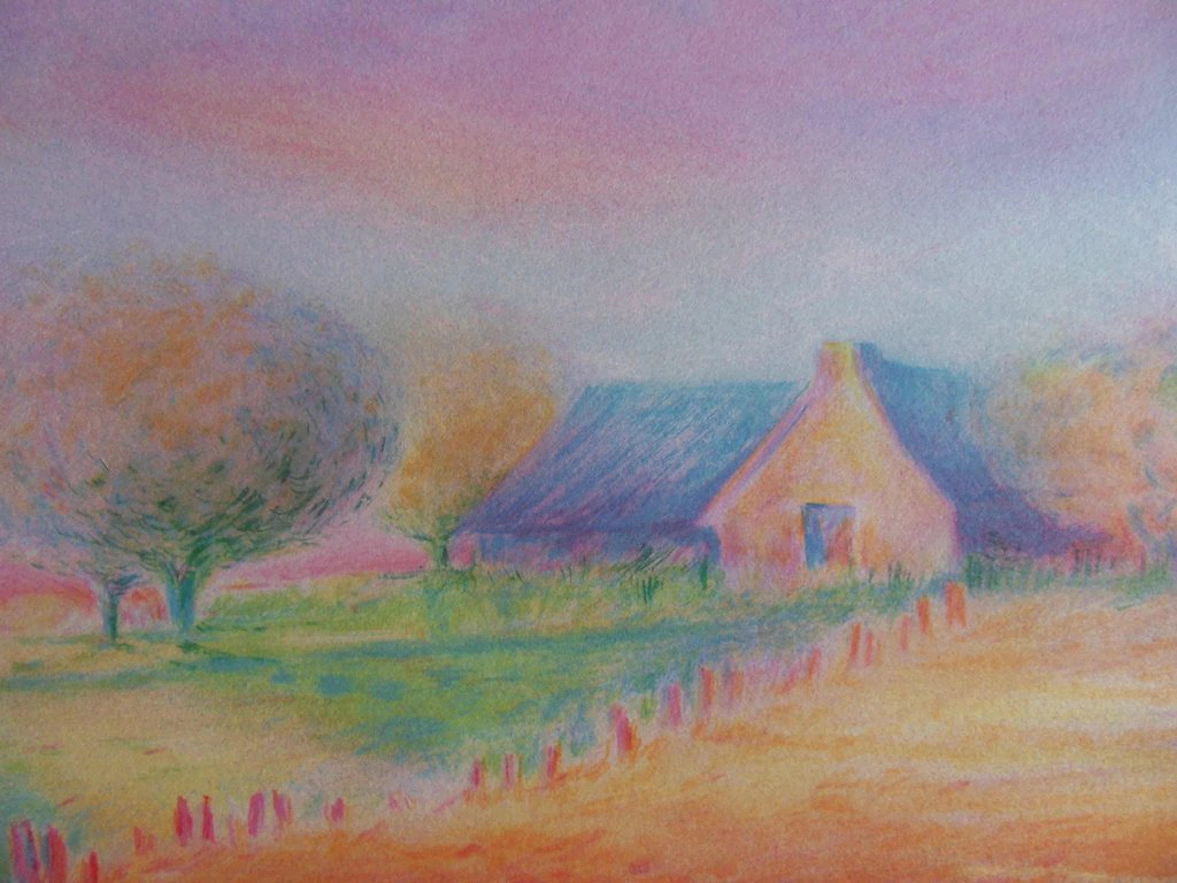 Jean FERNAND - Paysage campagnard - Lithographie Originale signée