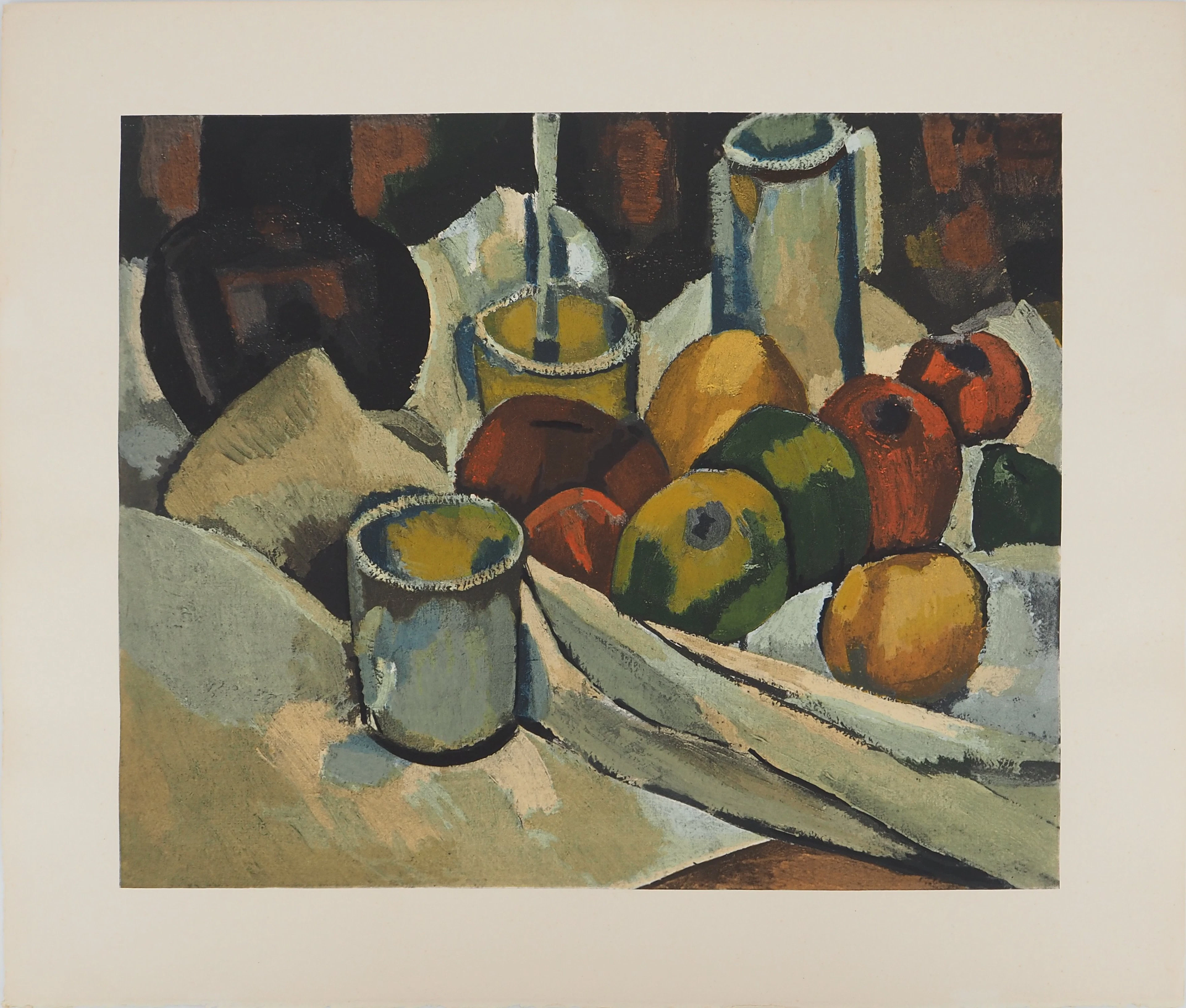 André DERAIN : Café et fruits (Hommage à Cézanne), Lithographie