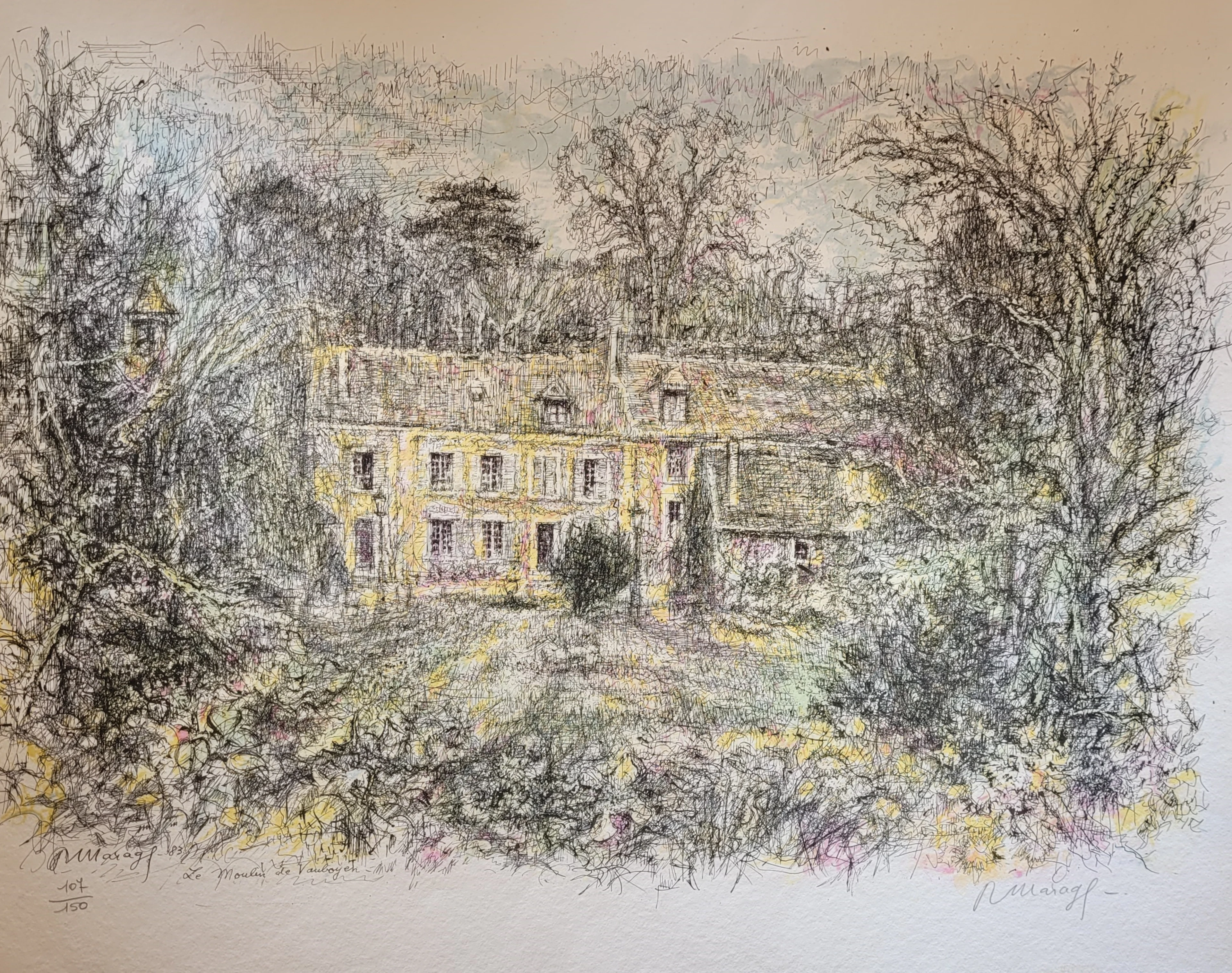 Roger MARAGE - Le Moulin de Vauboyen, 1983 - Lithographie signée au crayon