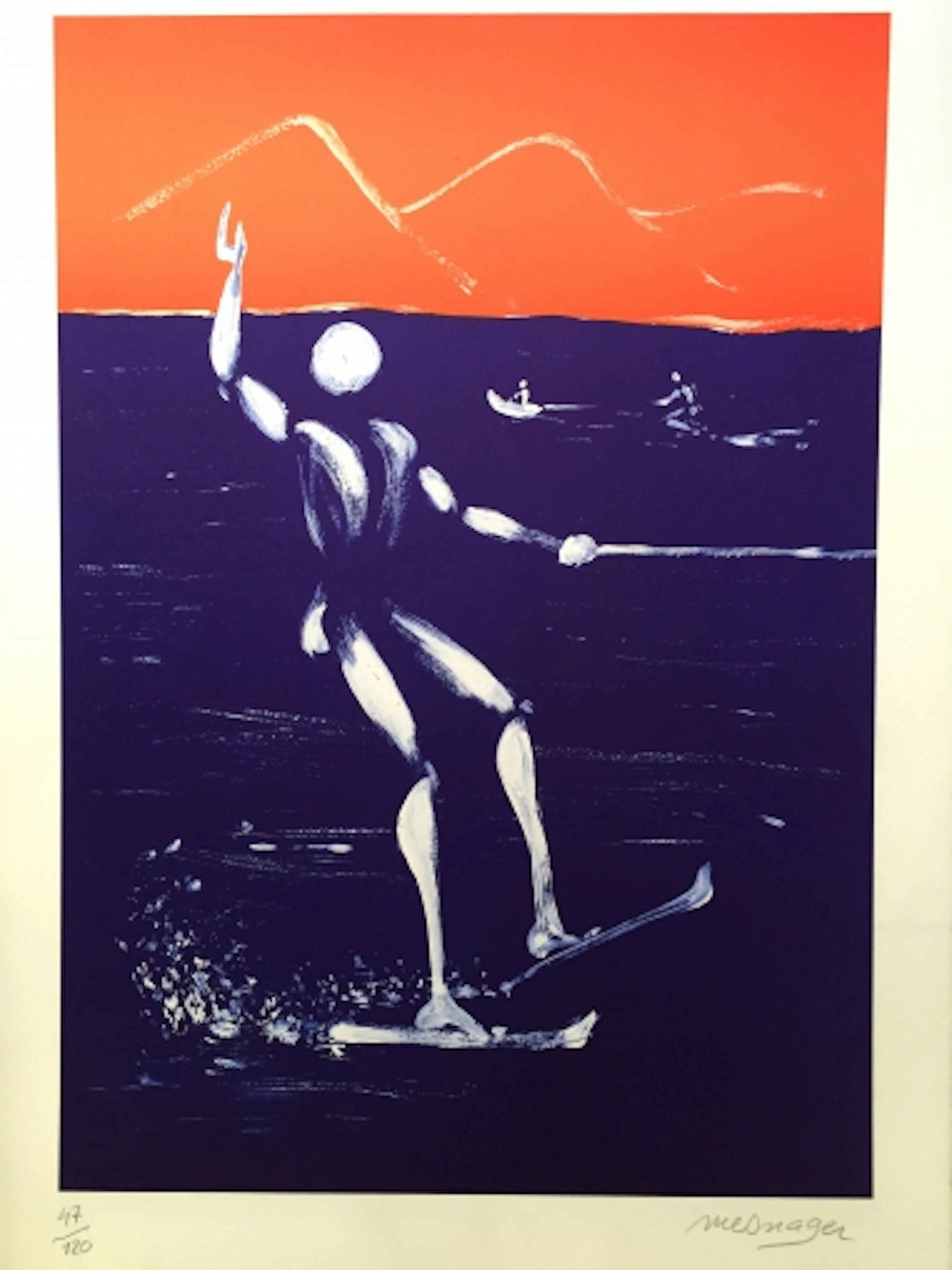 Jérôme MESNAGER - Ski nautique, 2014, Lithographie signée