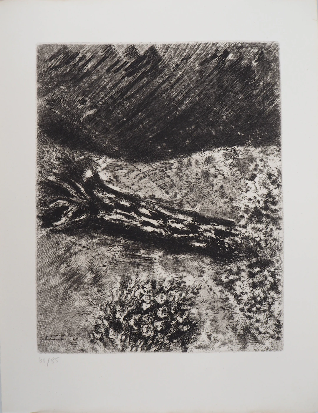 Marc CHAGALL : Le chêne et le roseau, Gravure originale signée