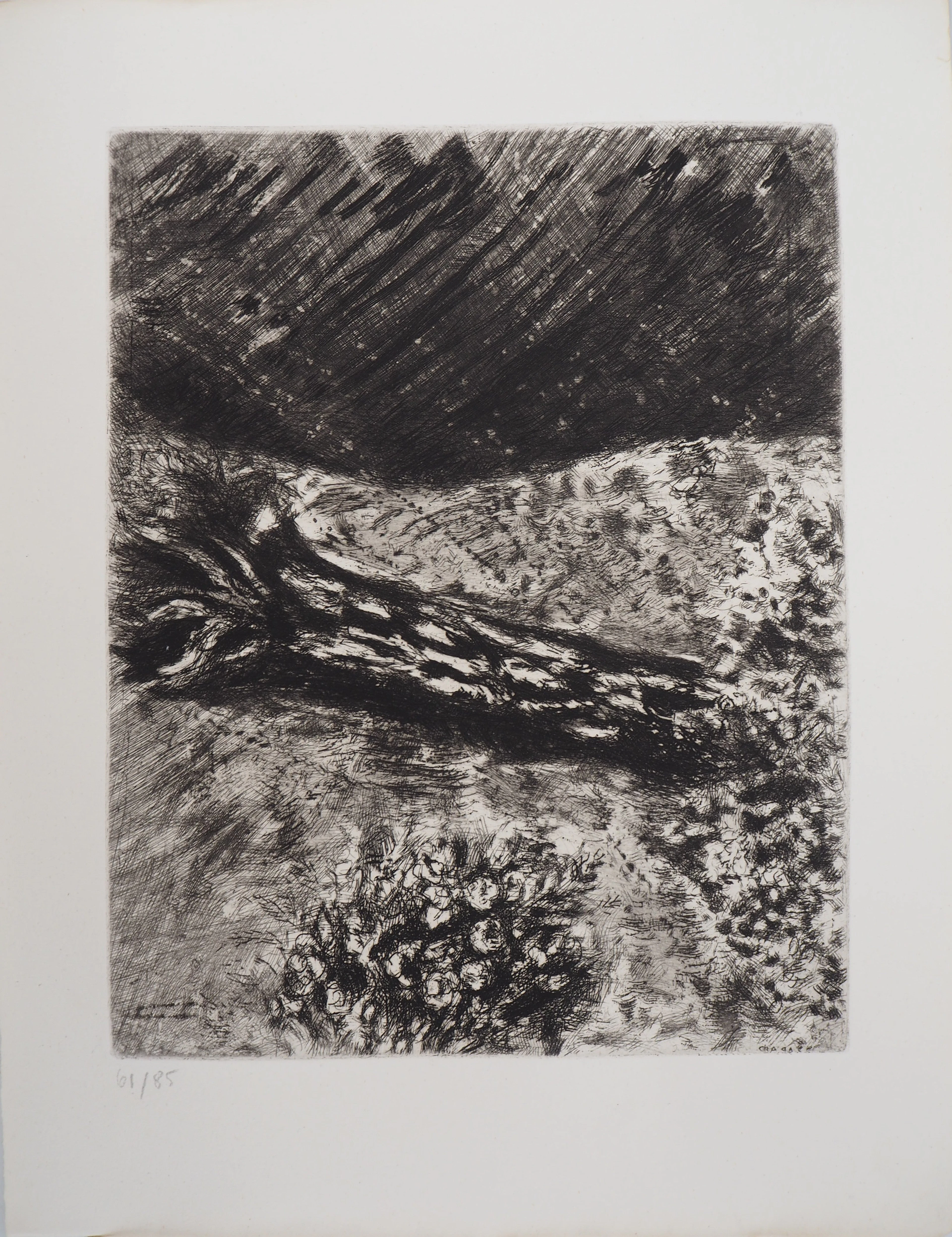 Marc CHAGALL : Le chêne et le roseau, Gravure originale signée