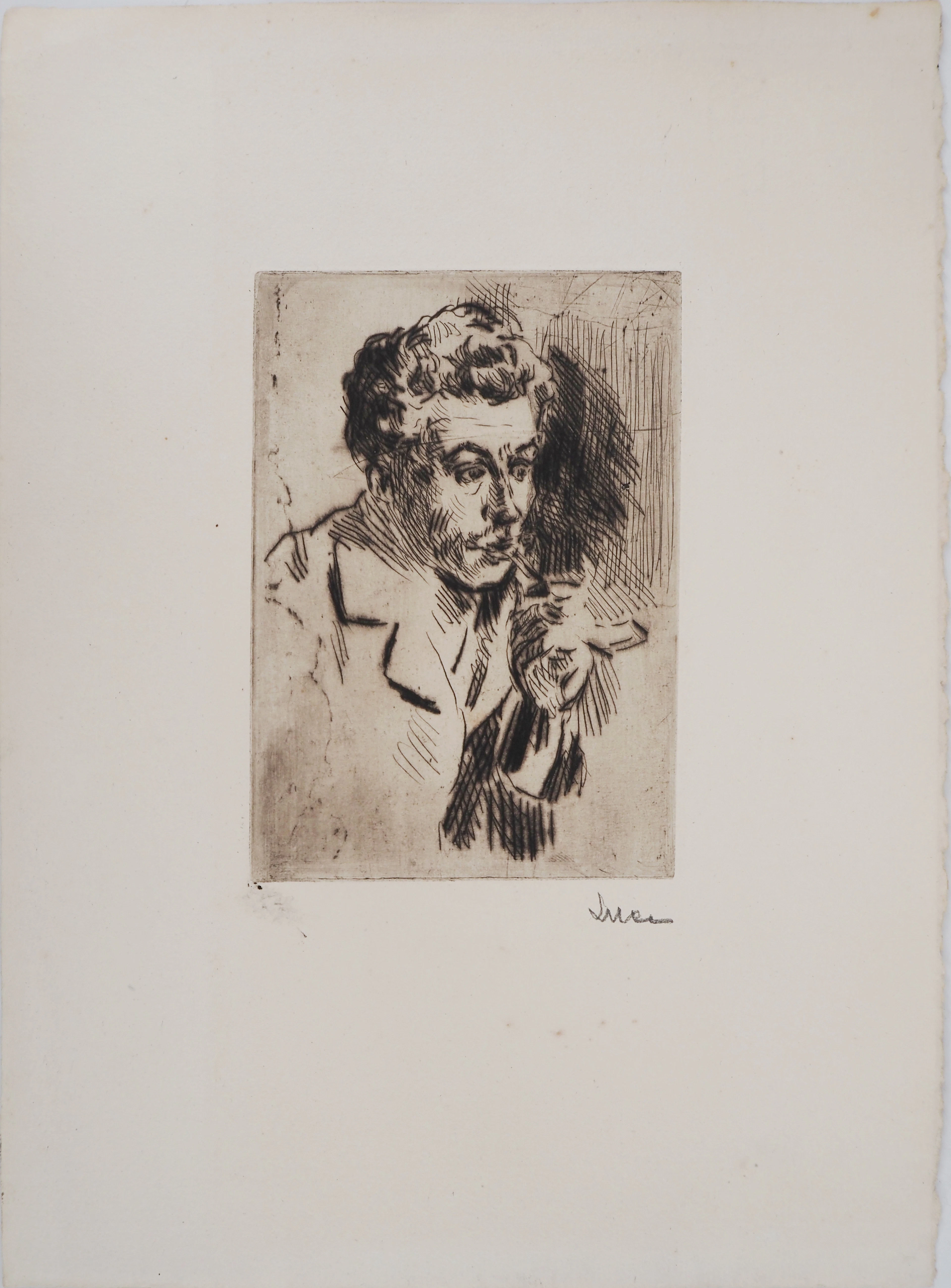 Maximilien LUCE - Homme à la cigarette ( portrait de Jean Peské) Vers