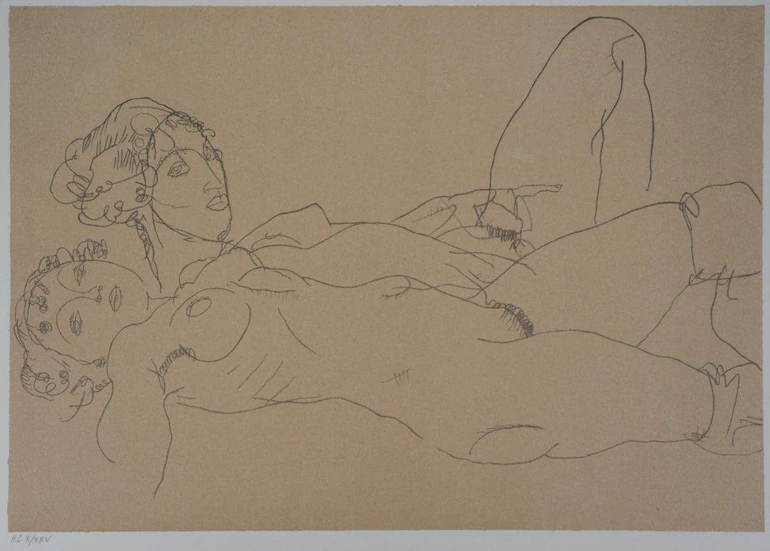 Egon SCHIELE (d’après) : Femmes nues allongées - Lithographie