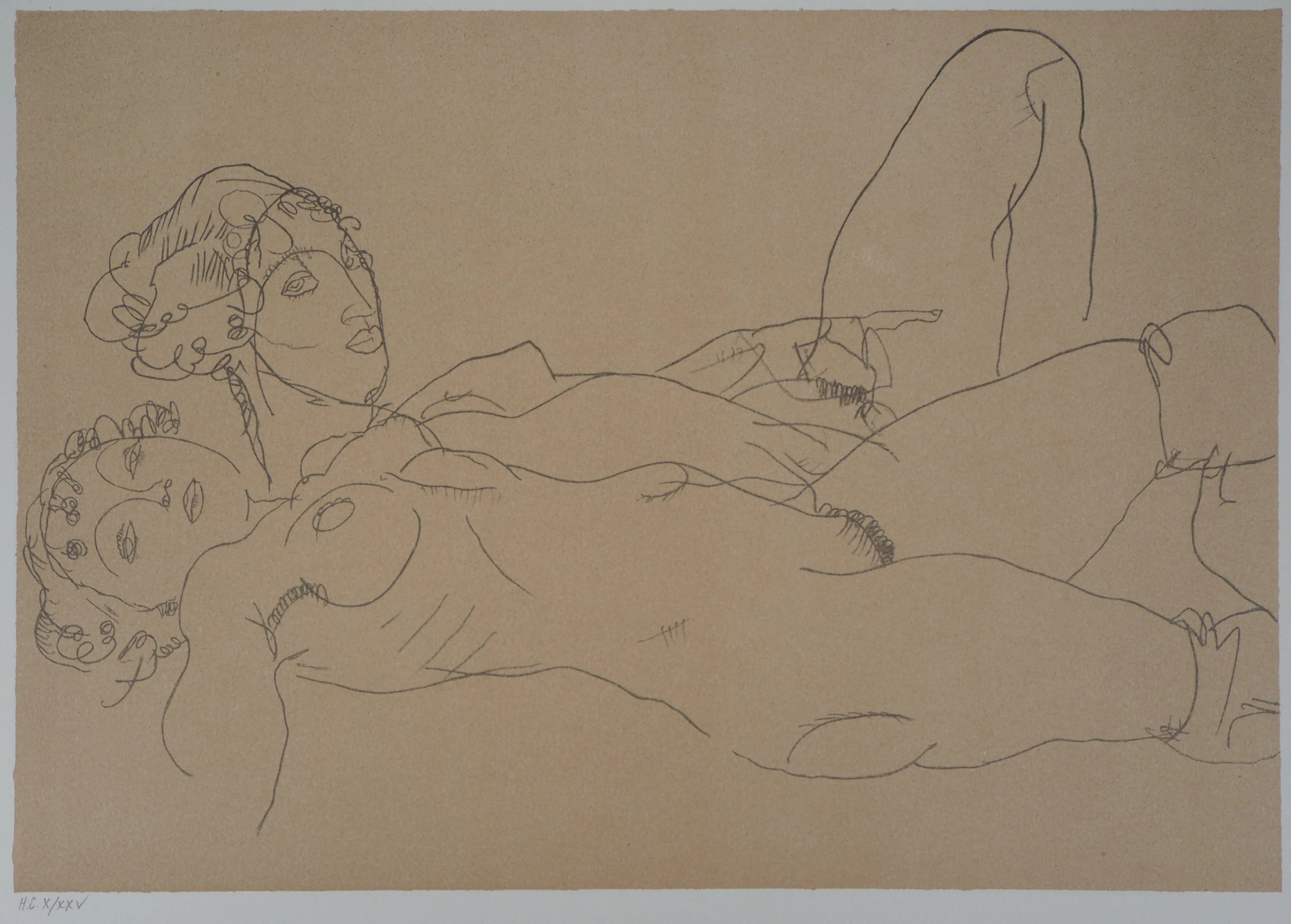 Egon SCHIELE (d’après) : Femmes nues allongées - Lithographie