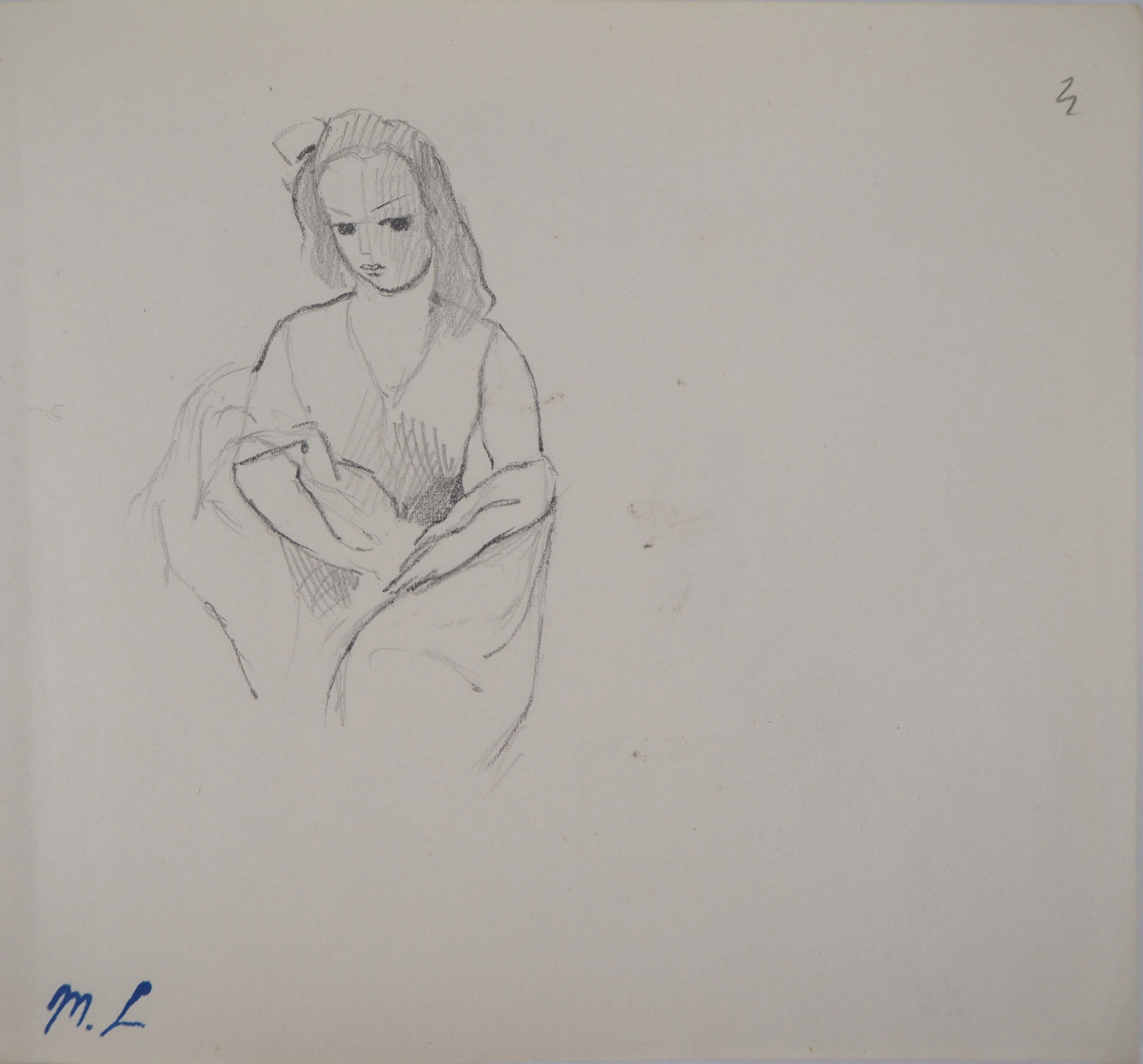 Marie LAURENCIN : Femme assise, Dessin original signé