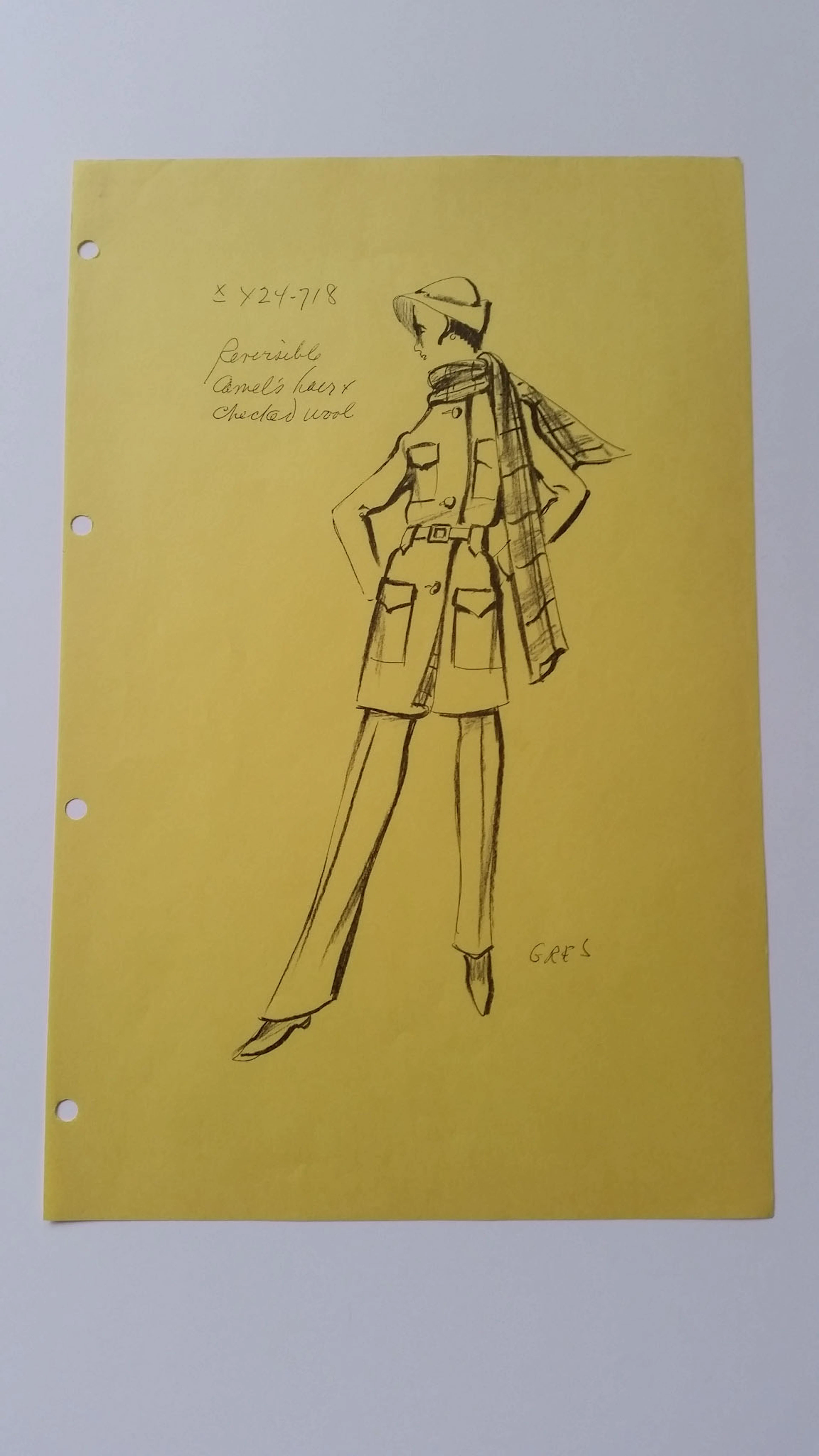 Madame Grès - Croquis ensemble veste et pantalon - Reversible camel’s