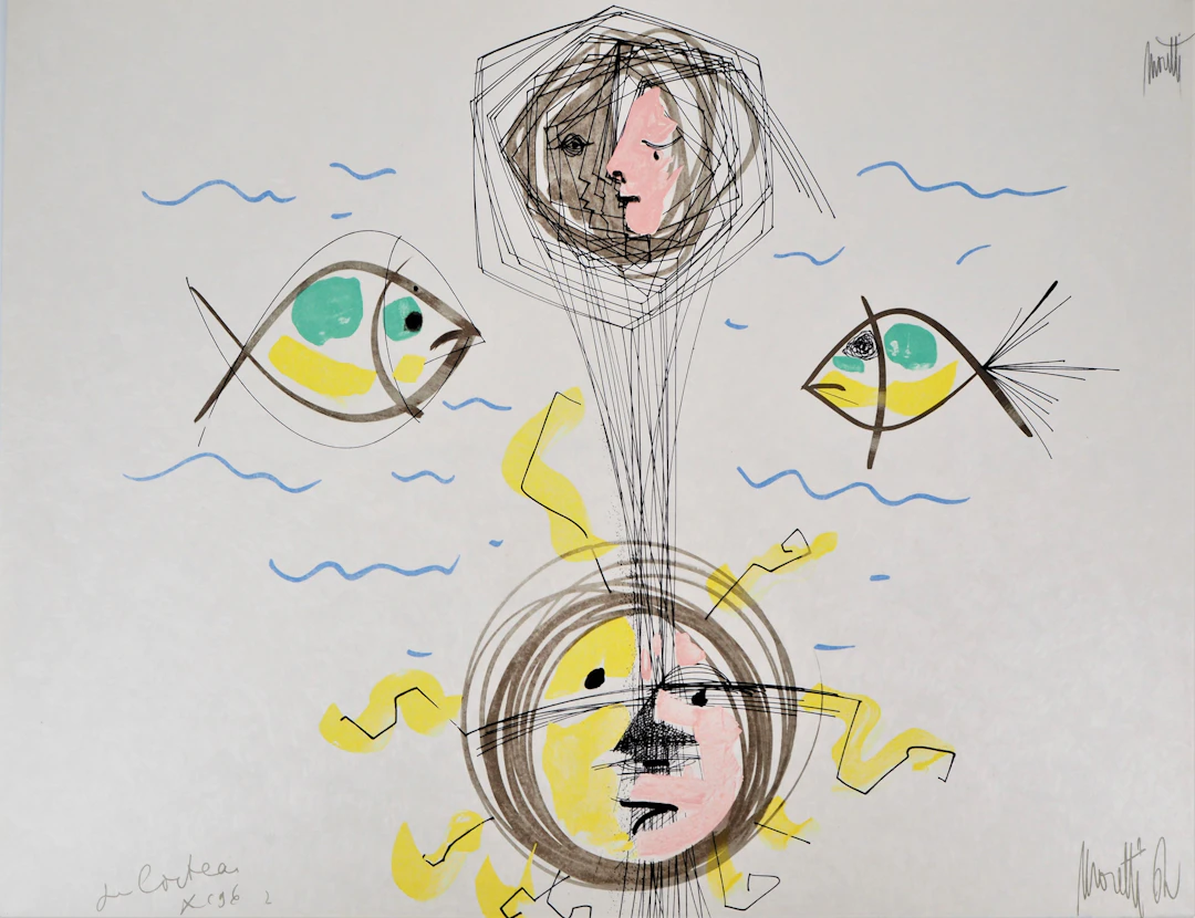 Raymond MORETTI et Jean COCTEAU : La Terre et le Soleil, Lithographie