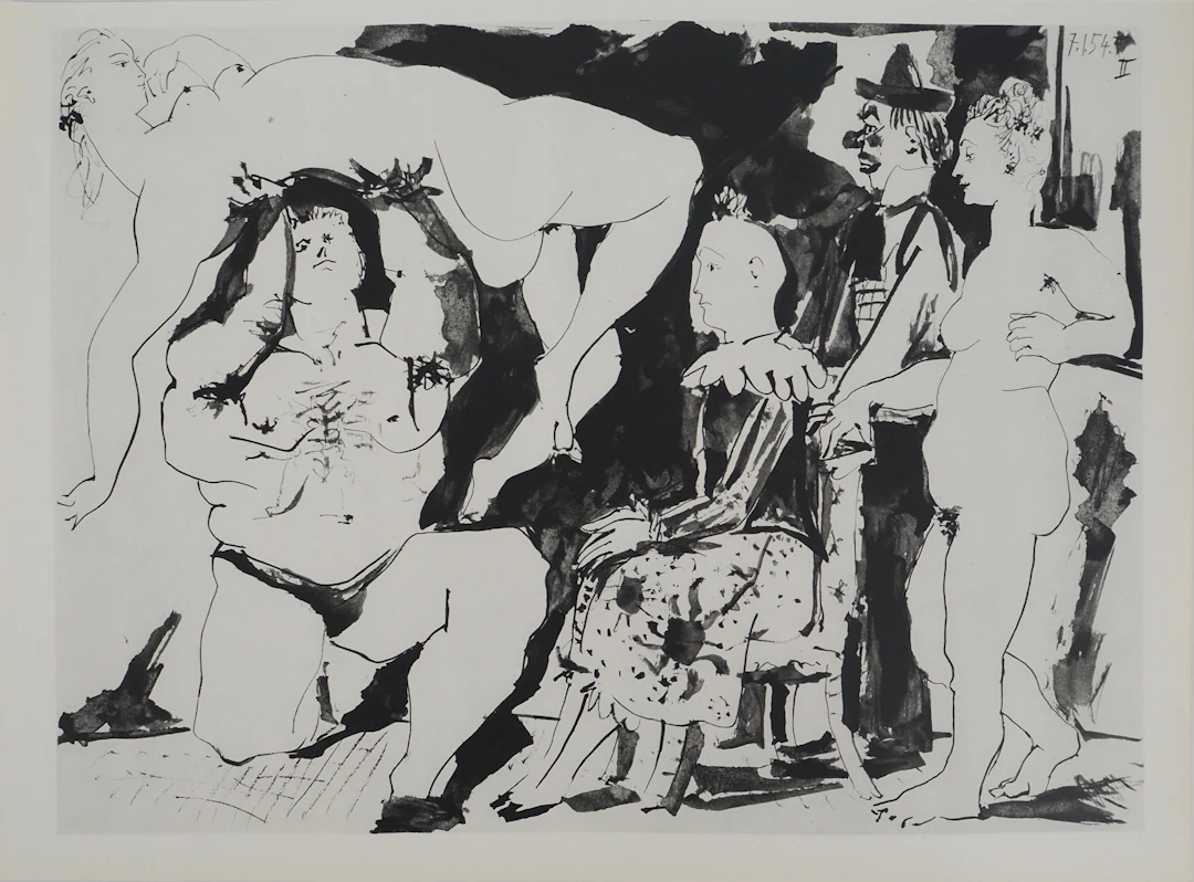 Pablo PICASSO : Comédie Humaine, L'homme le plus fort au cirque, Héliogravure