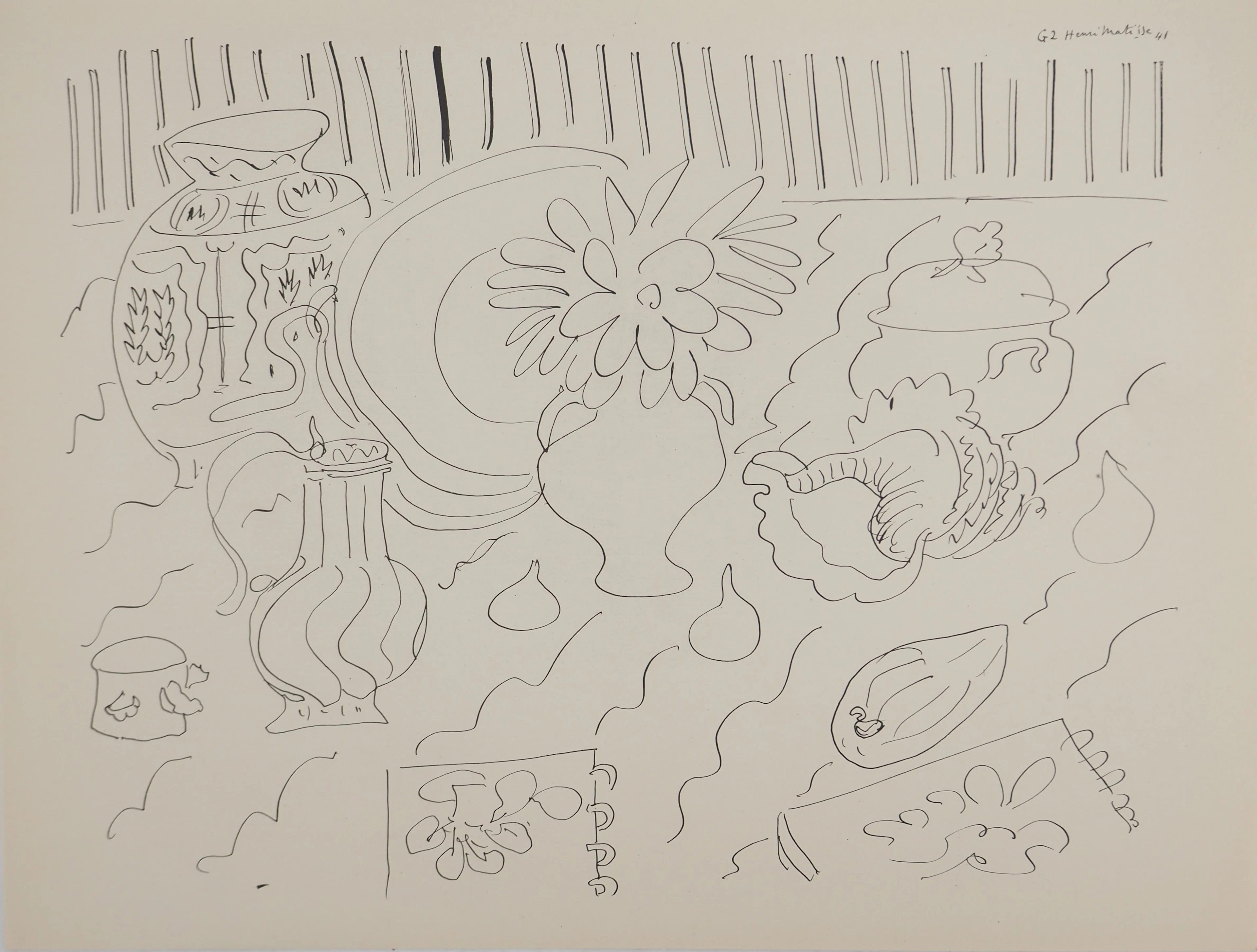 Henri MATISSE : Etude de fleurs, Lithographie signée
