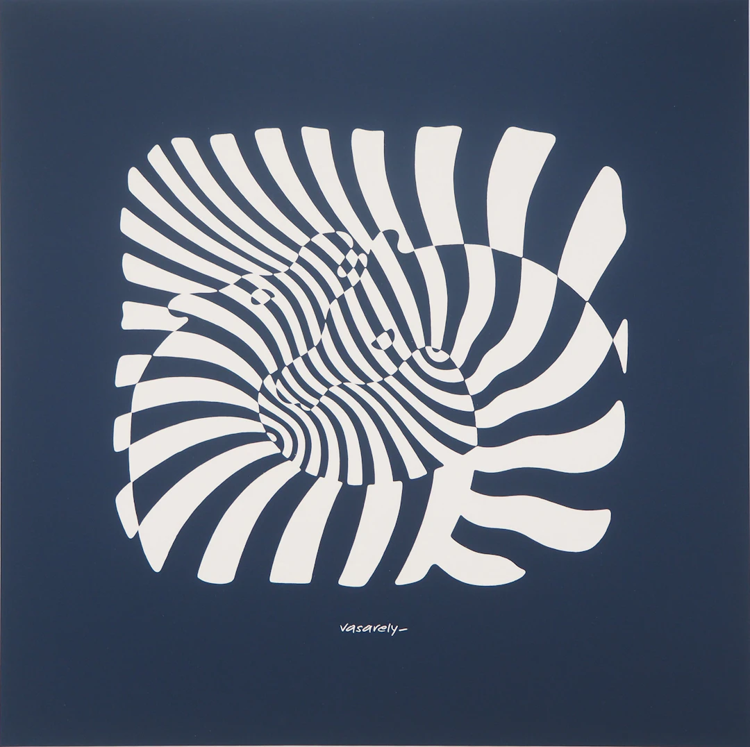 Victor VASARELY : Zèbres sur fond bleu - Sérigraphie originale signée