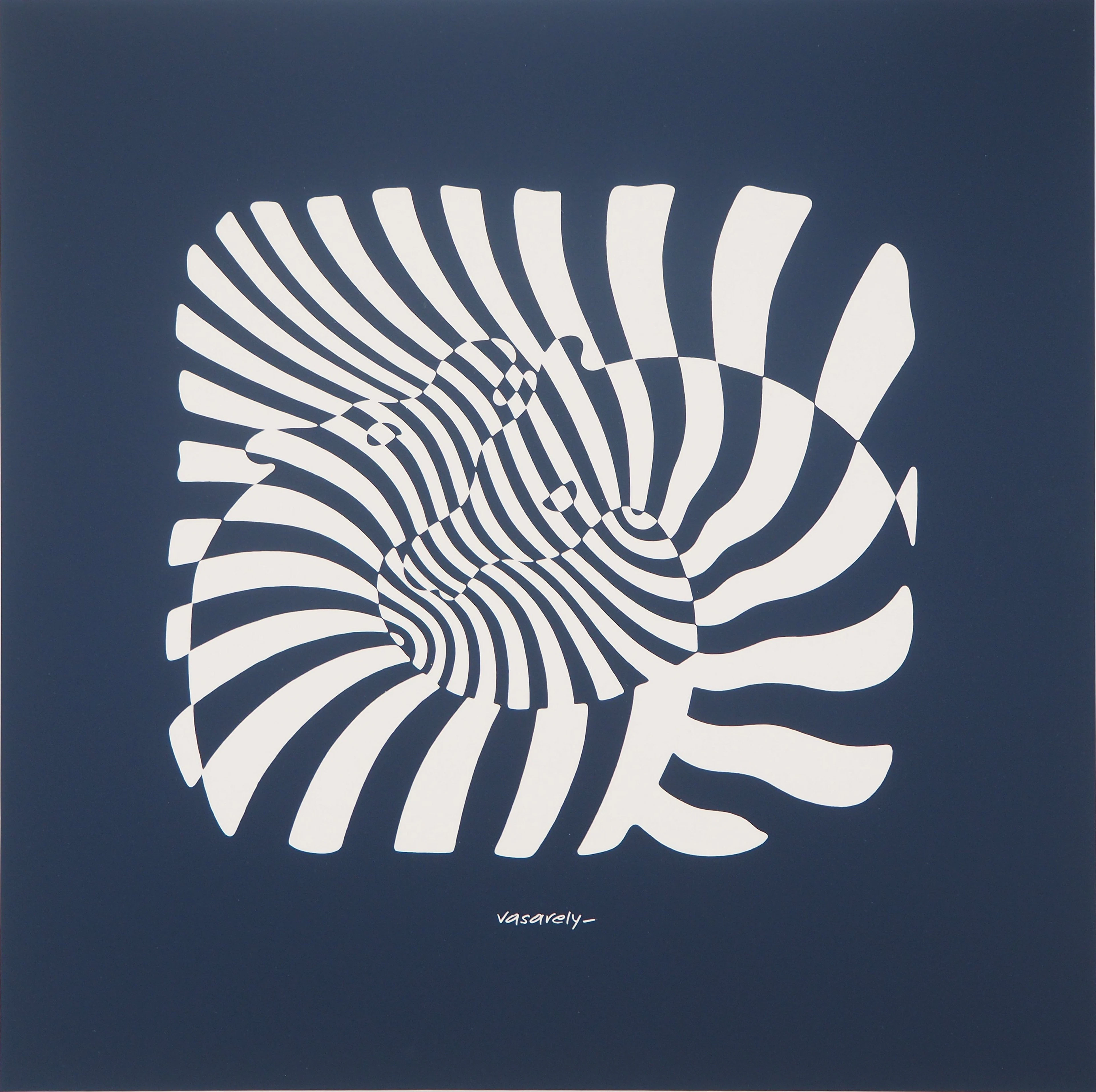 Victor VASARELY : Zèbres sur fond bleu - Sérigraphie originale signée