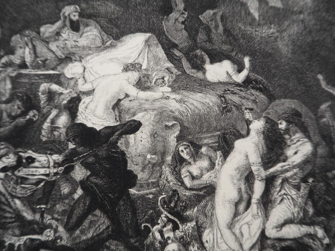 Eugène DELACROIX : La chute de Sardanapale - Gravure, Signée #Durand