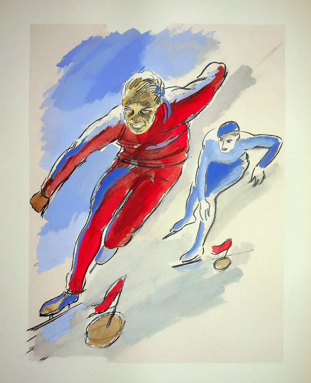 Milivoj UZELAC - Patinage, Patins à glace - Lithographie originale