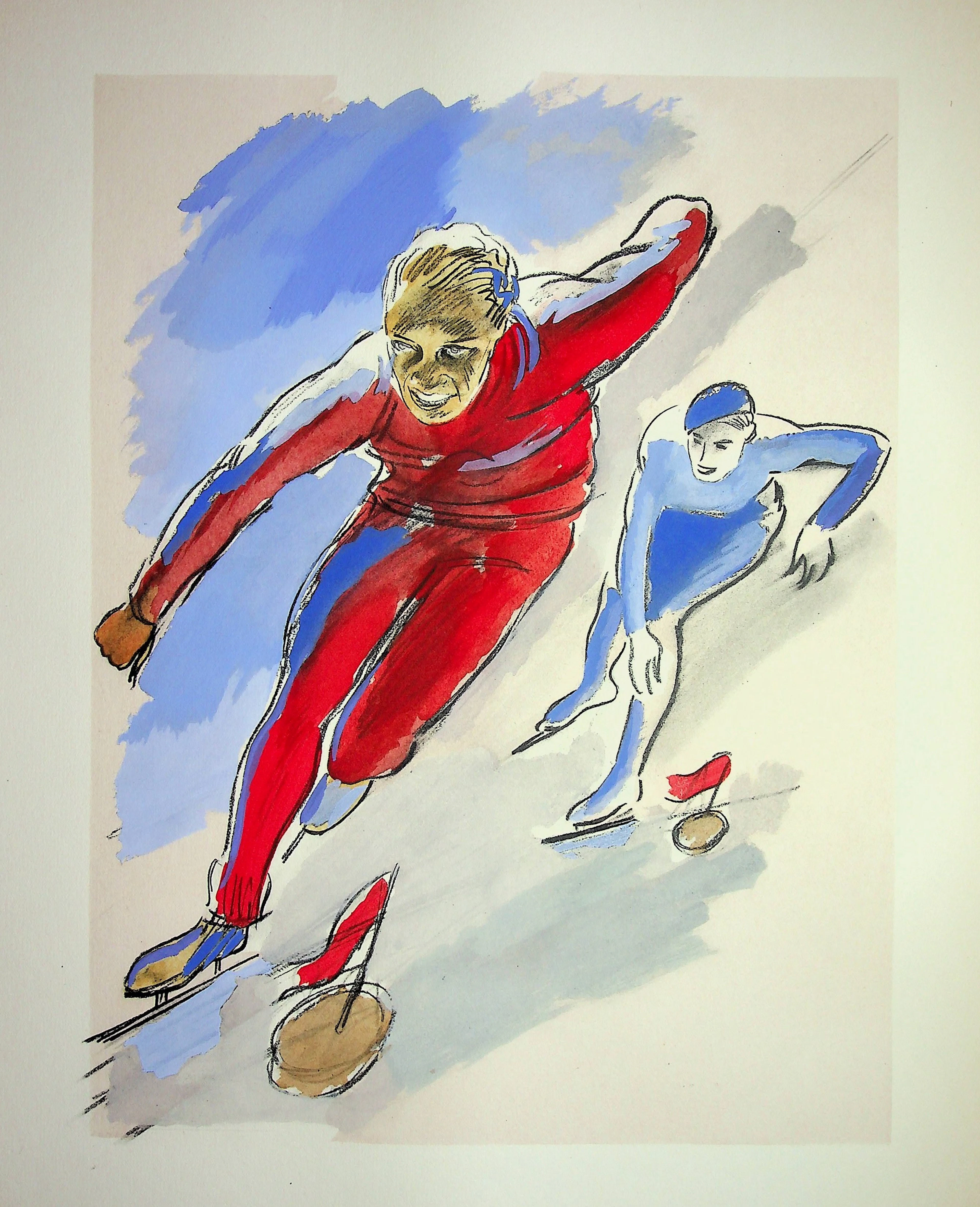 Milivoj UZELAC - Patinage, Patins à glace - Lithographie originale