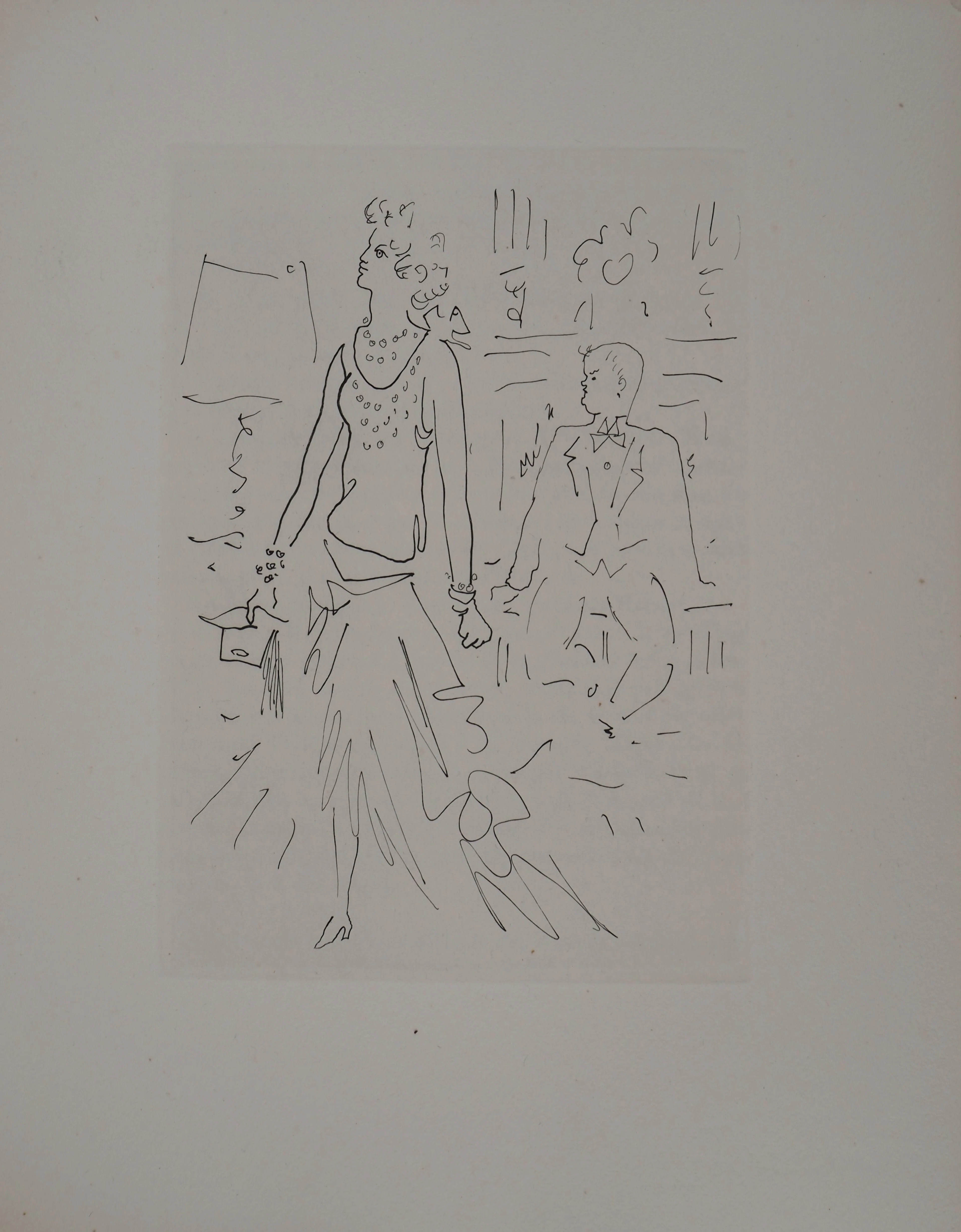Jean COCTEAU : Le bal du comte d'Orgel, L'invité inattendu, gravure originale